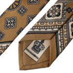 Dolce &amp; Gabbana Yellow 100% Silk Wheel Print Adjustable Men Tie