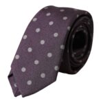Dolce &amp; Gabbana Purple 100% Silk Polka Dot Adjustable Men Tie