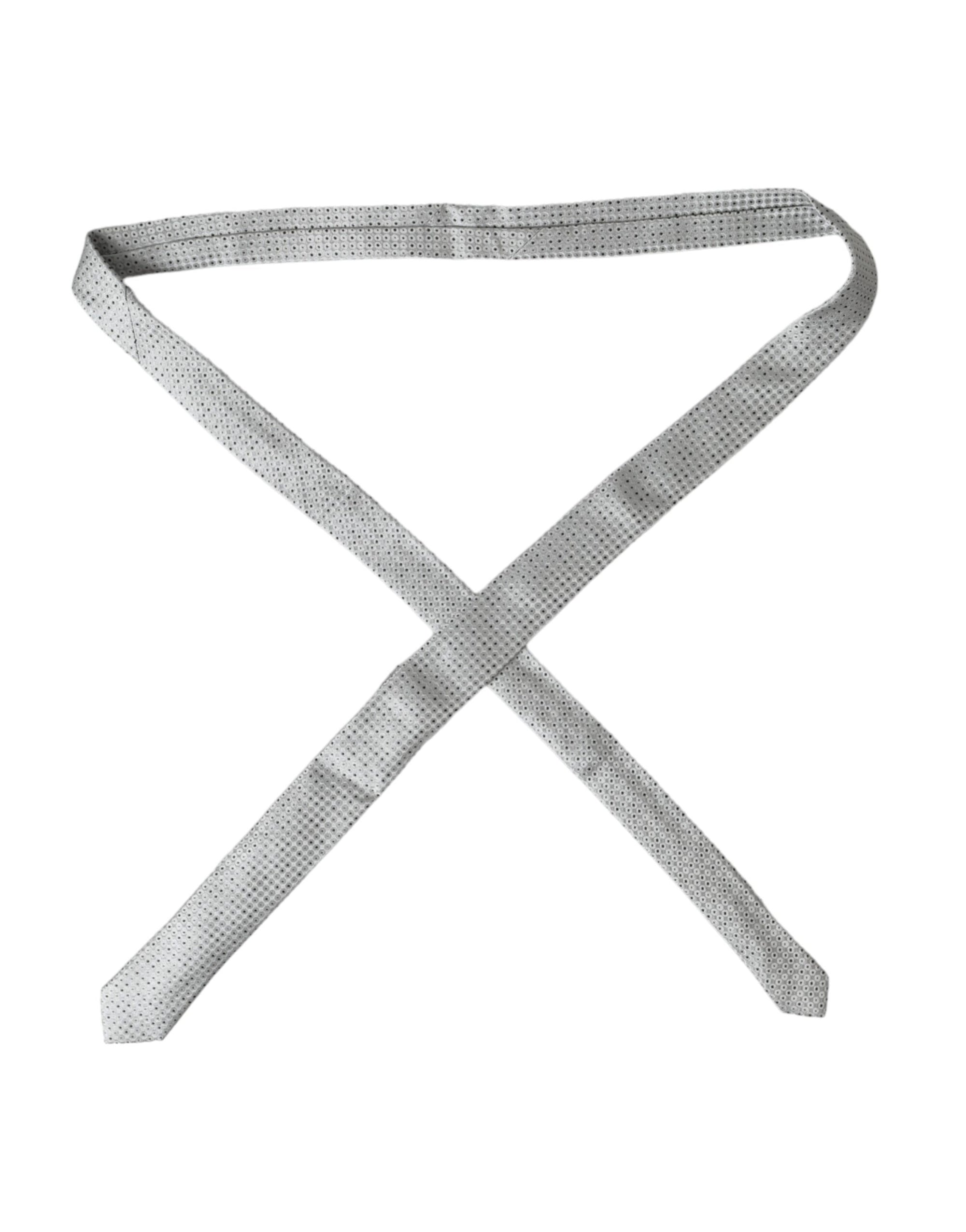 Dolce &amp; Gabbana Light Gray Polka Dot Silk Adjustable Men Tie