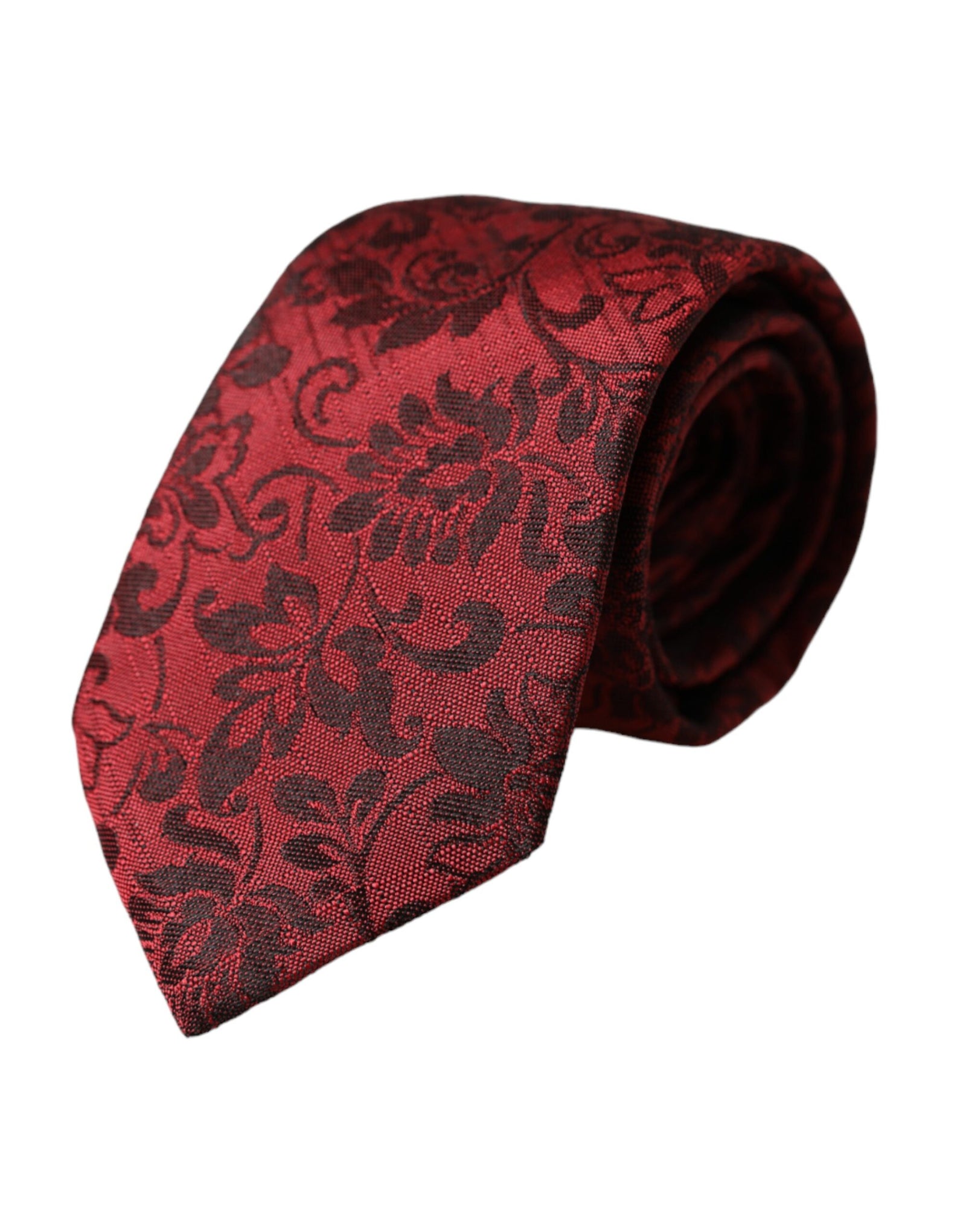 Dolce &amp; Gabbana Red Floral Brocade Silk Adjustable Men Tie