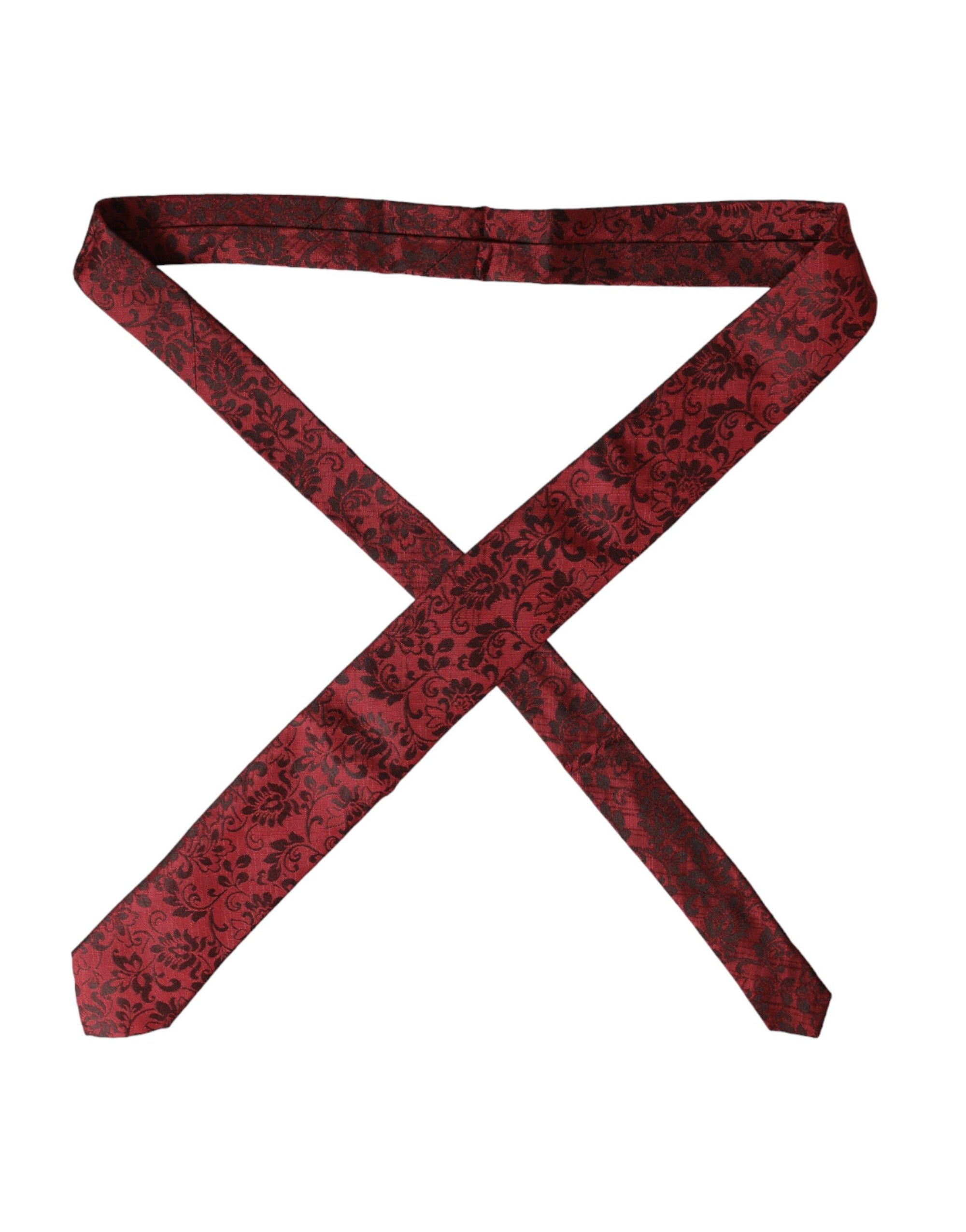Dolce &amp; Gabbana Red Floral Brocade Silk Adjustable Men Tie