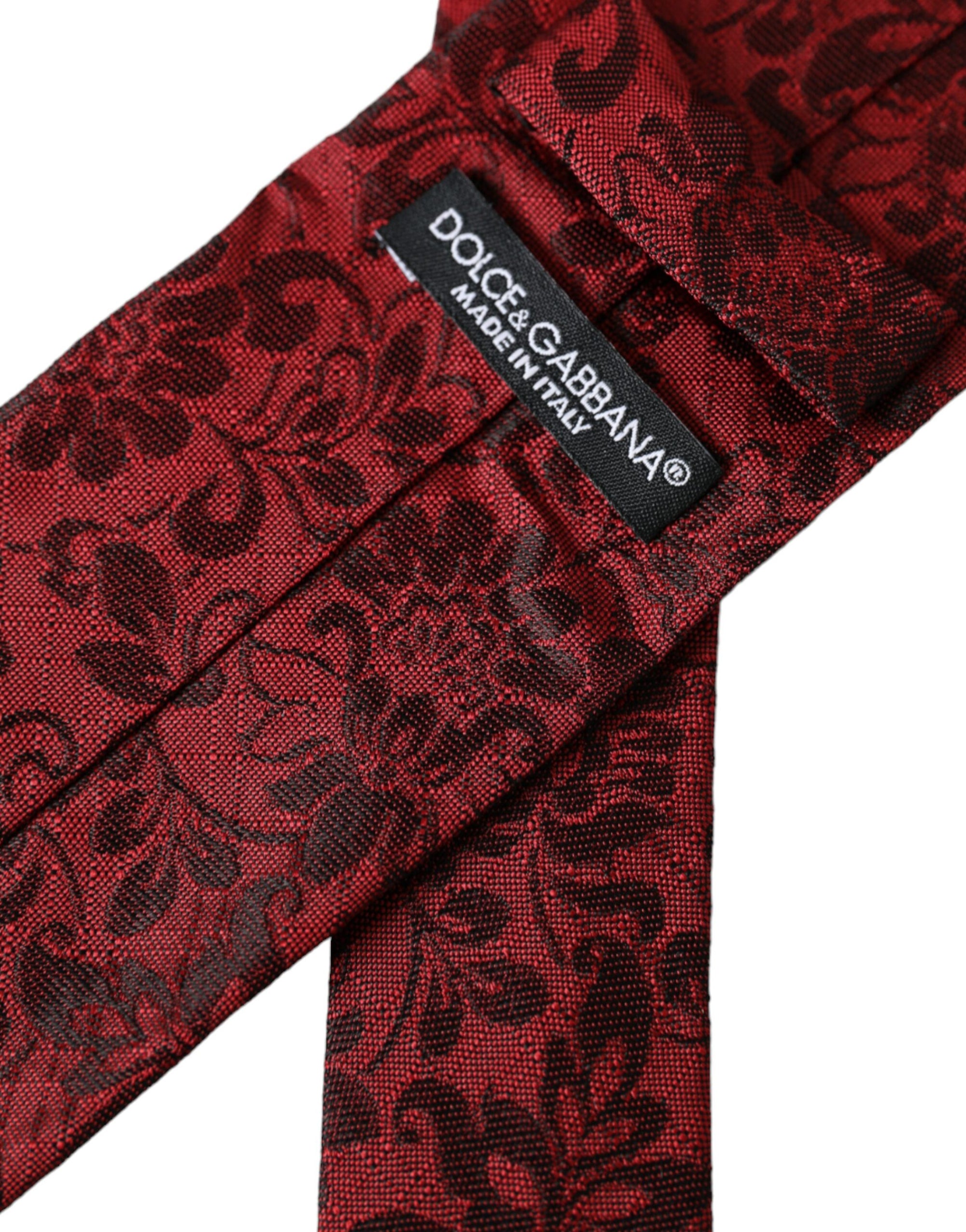 Dolce &amp; Gabbana Red Floral Brocade Silk Adjustable Men Tie