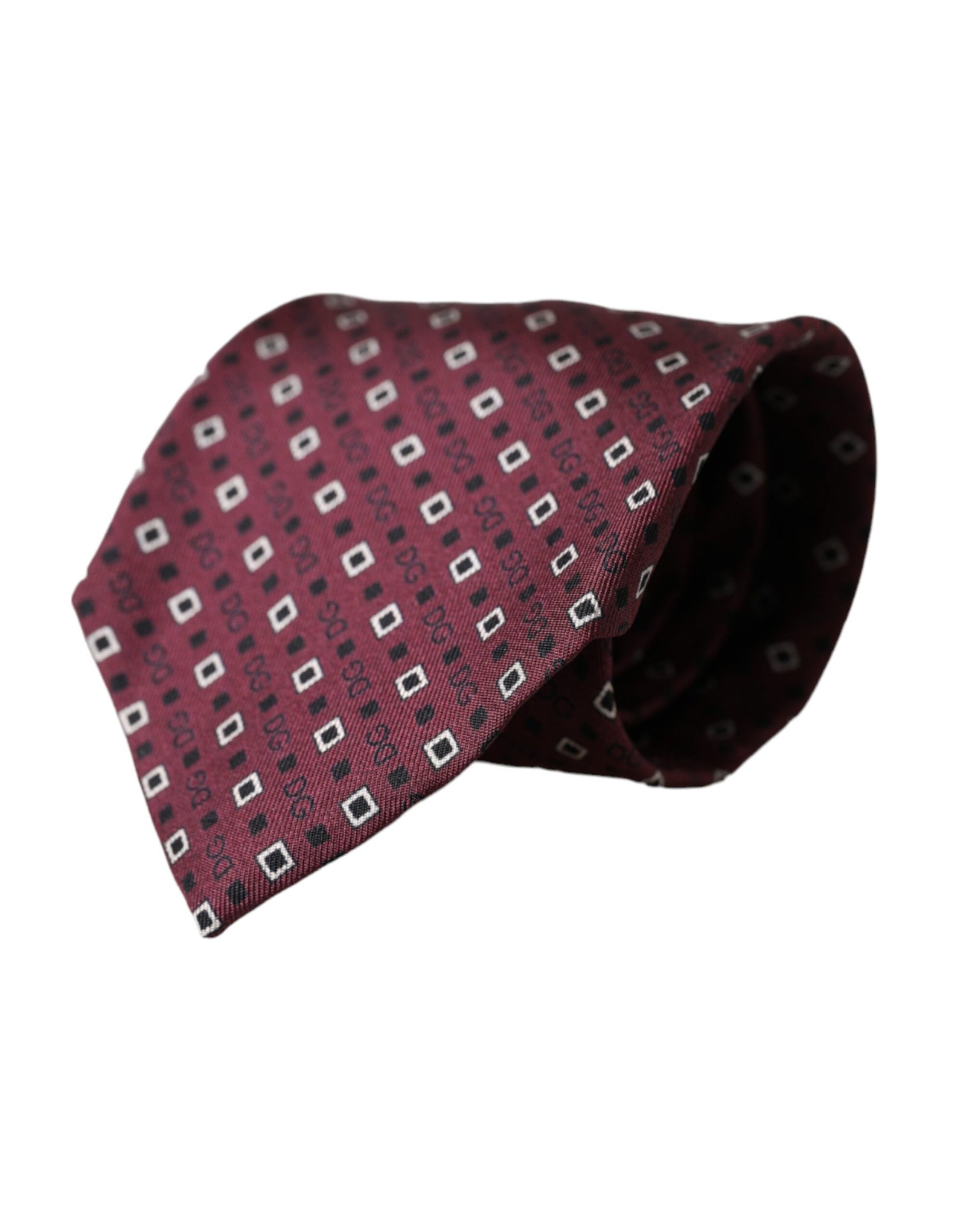 Dolce &amp; Gabbana Maroon Silk Branded Logo Adjustable Men Tie