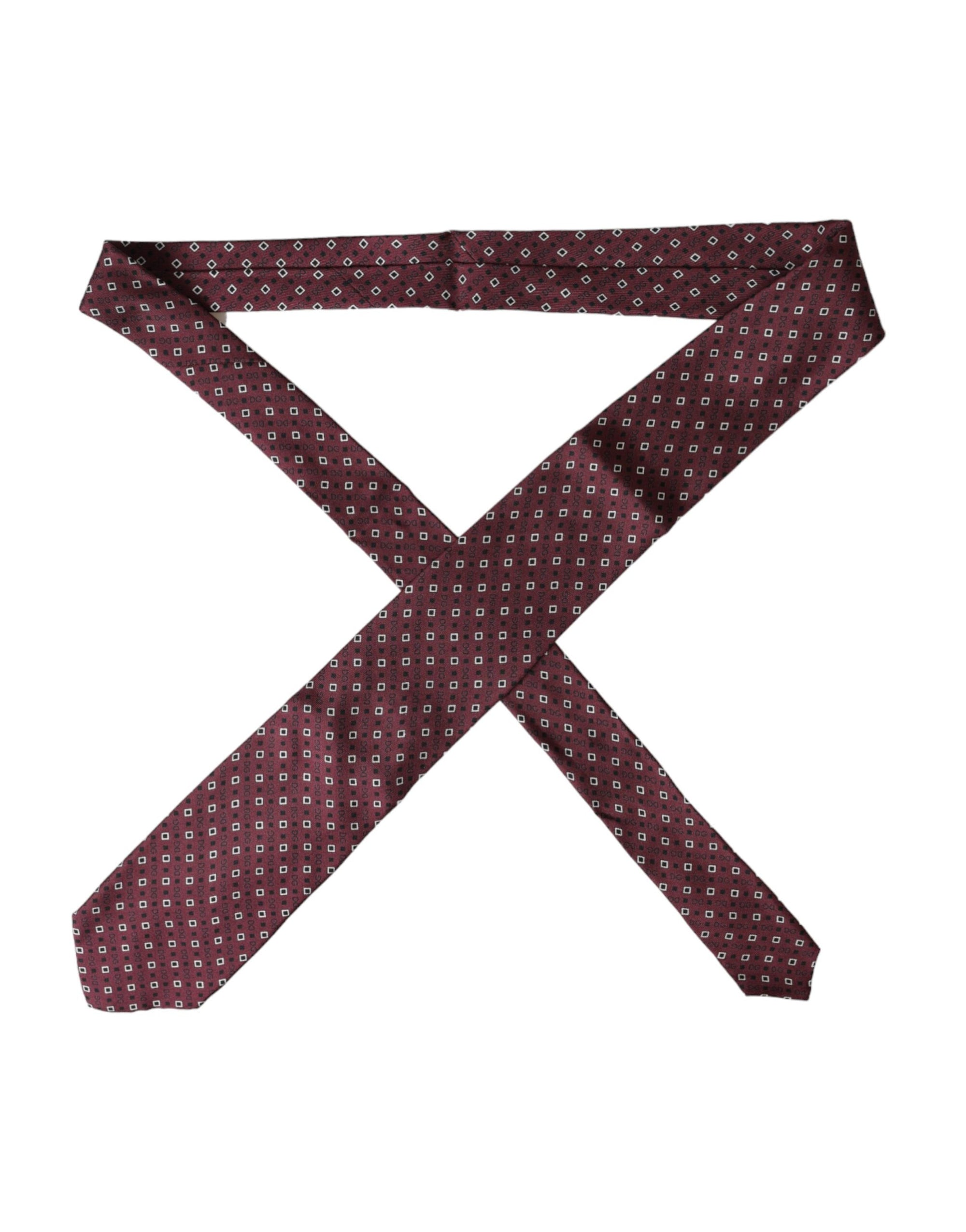 Dolce &amp; Gabbana Maroon Silk Branded Logo Adjustable Men Tie
