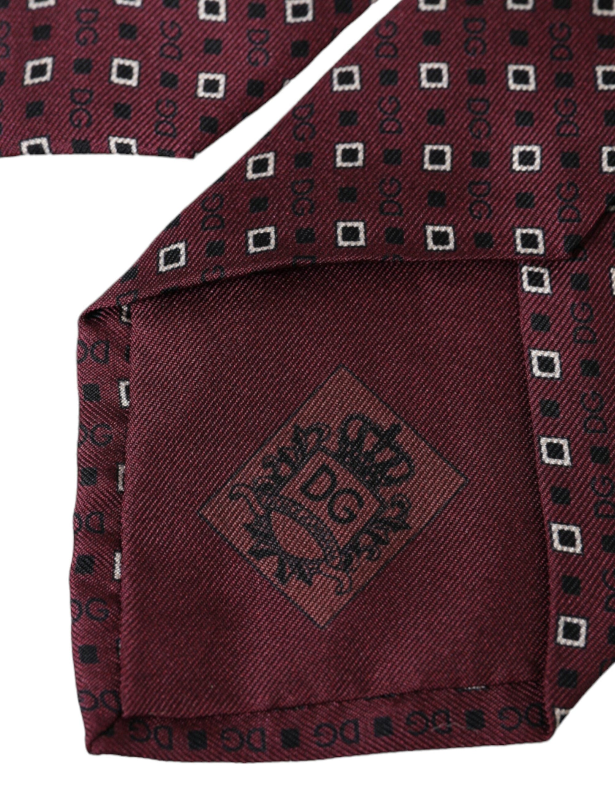 Dolce &amp; Gabbana Maroon Silk Branded Logo Adjustable Men Tie
