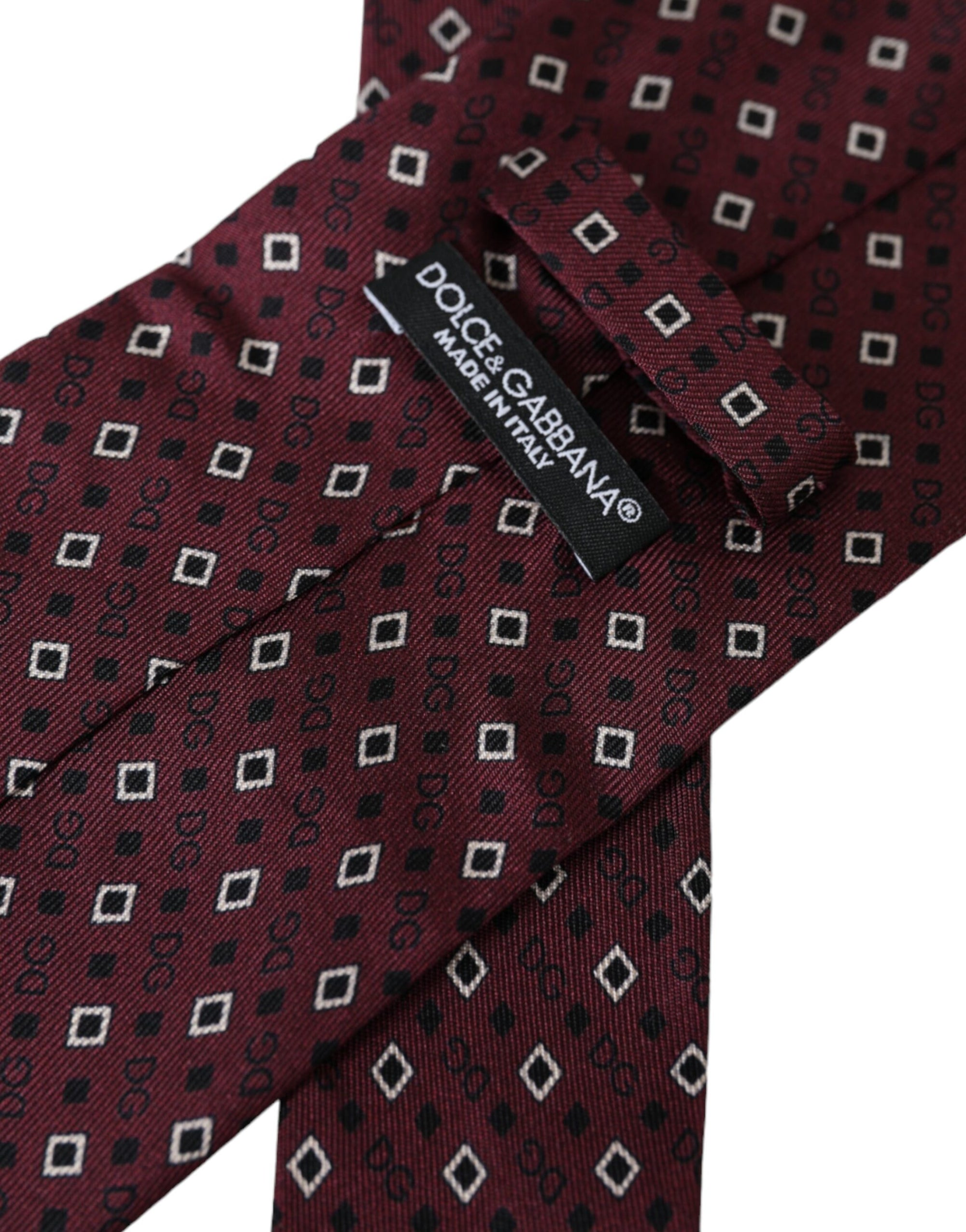 Dolce &amp; Gabbana Maroon Silk Branded Logo Adjustable Men Tie