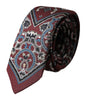 Dolce &amp; Gabbana Bordeaux Printed 100% Silk Adjustable Men Tie