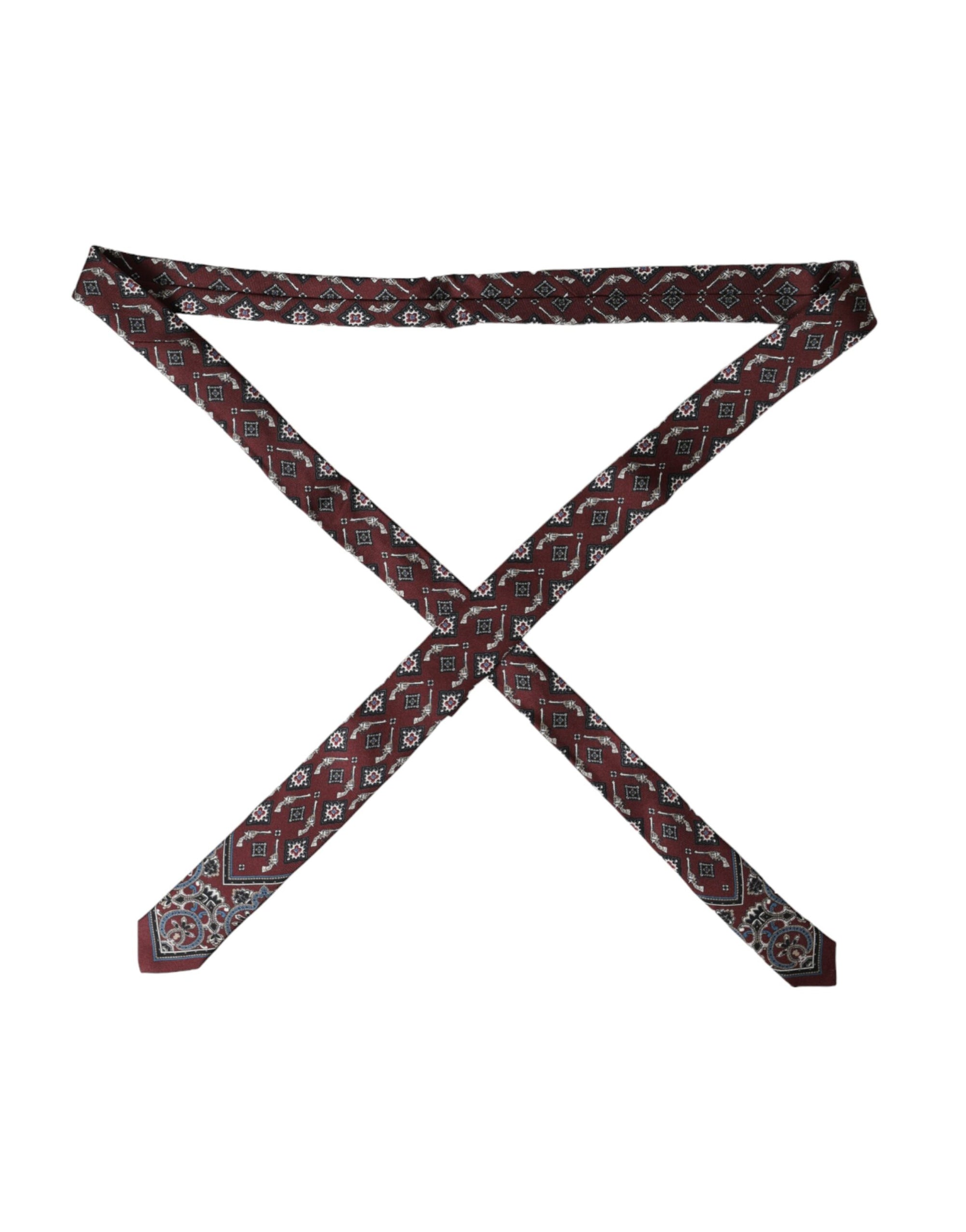 Dolce &amp; Gabbana Bordeaux Printed 100% Silk Adjustable Men Tie