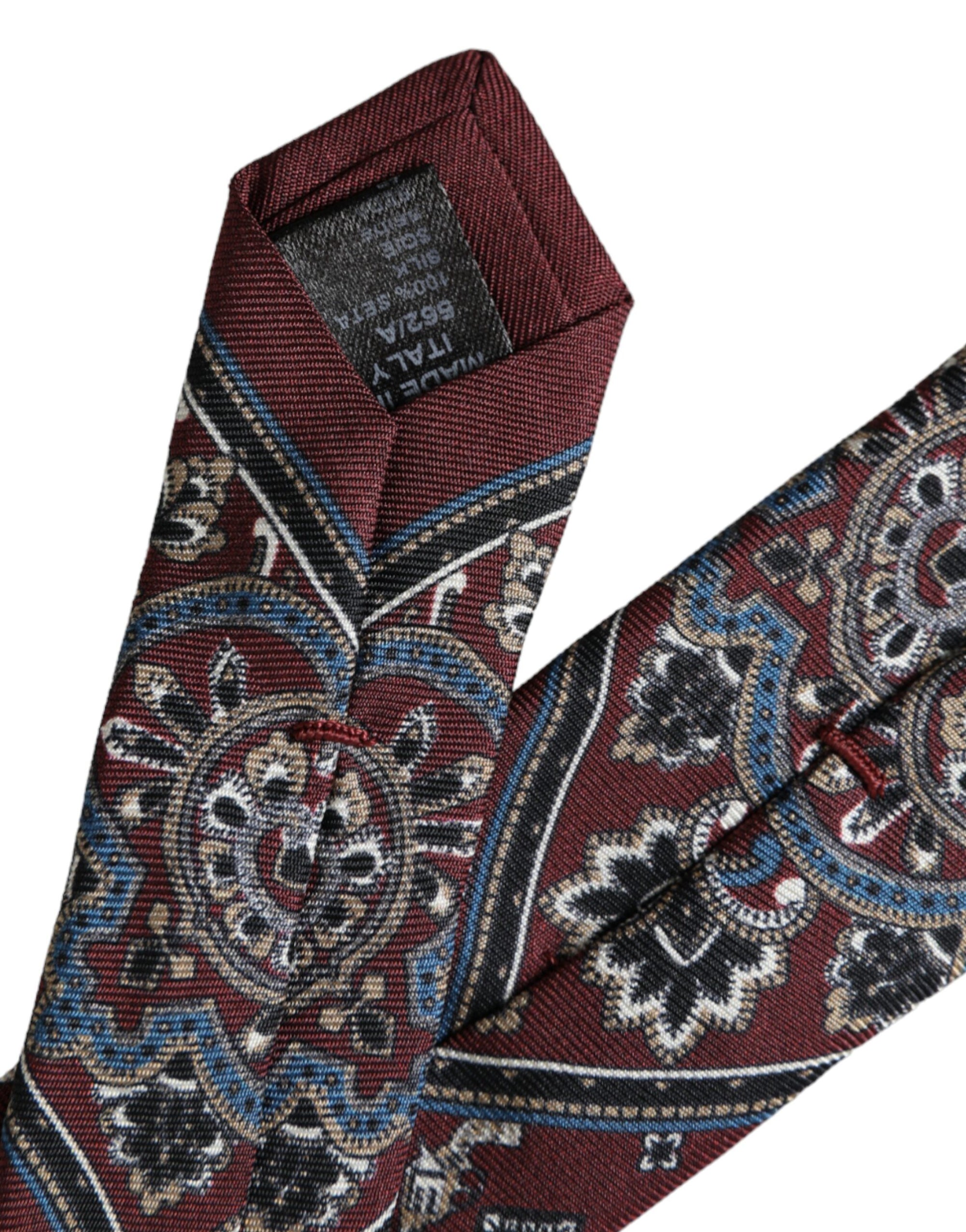 Dolce &amp; Gabbana Bordeaux Printed 100% Silk Adjustable Men Tie