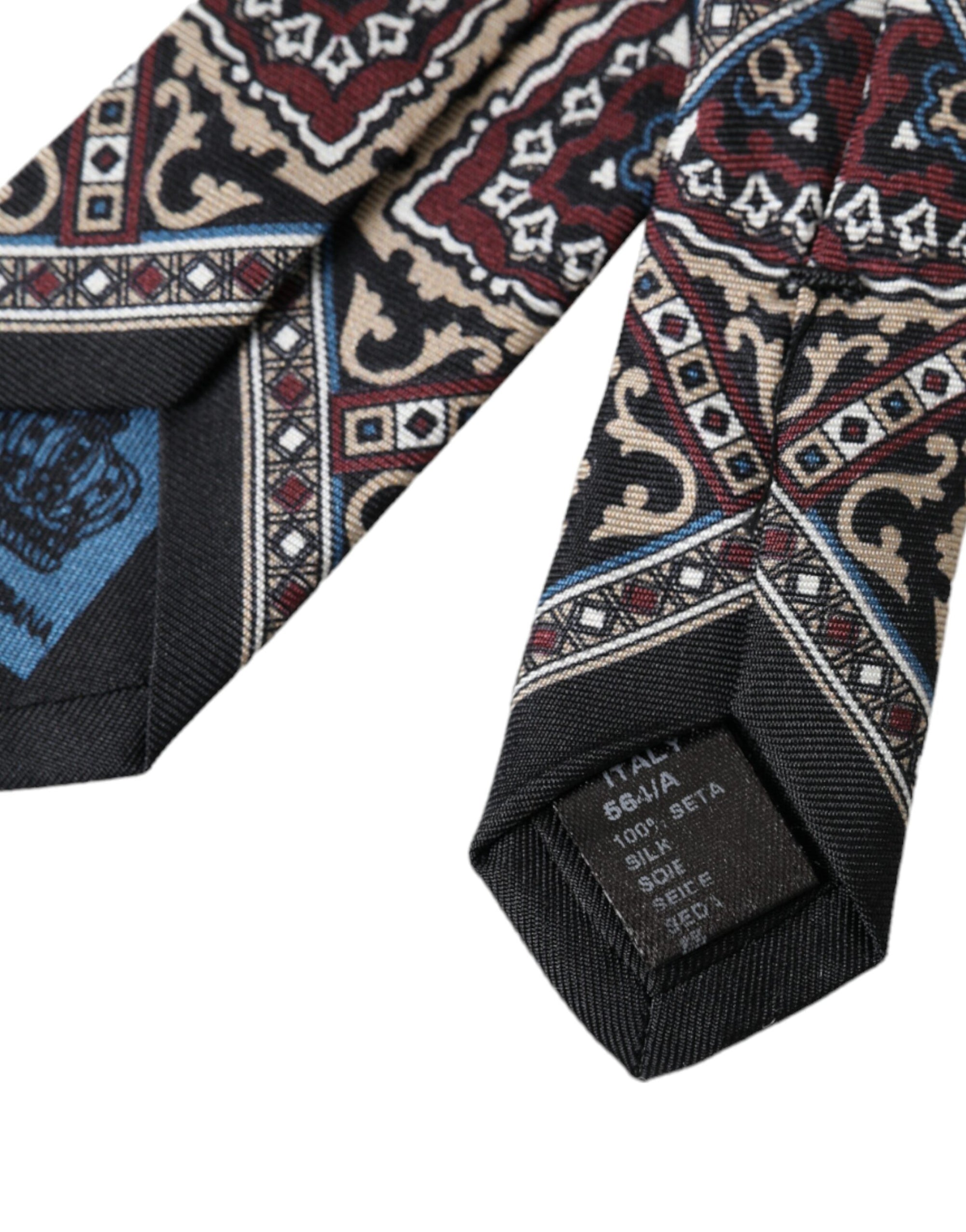 Dolce &amp; Gabbana Black Printed 100% Silk Adjustable Men Tie