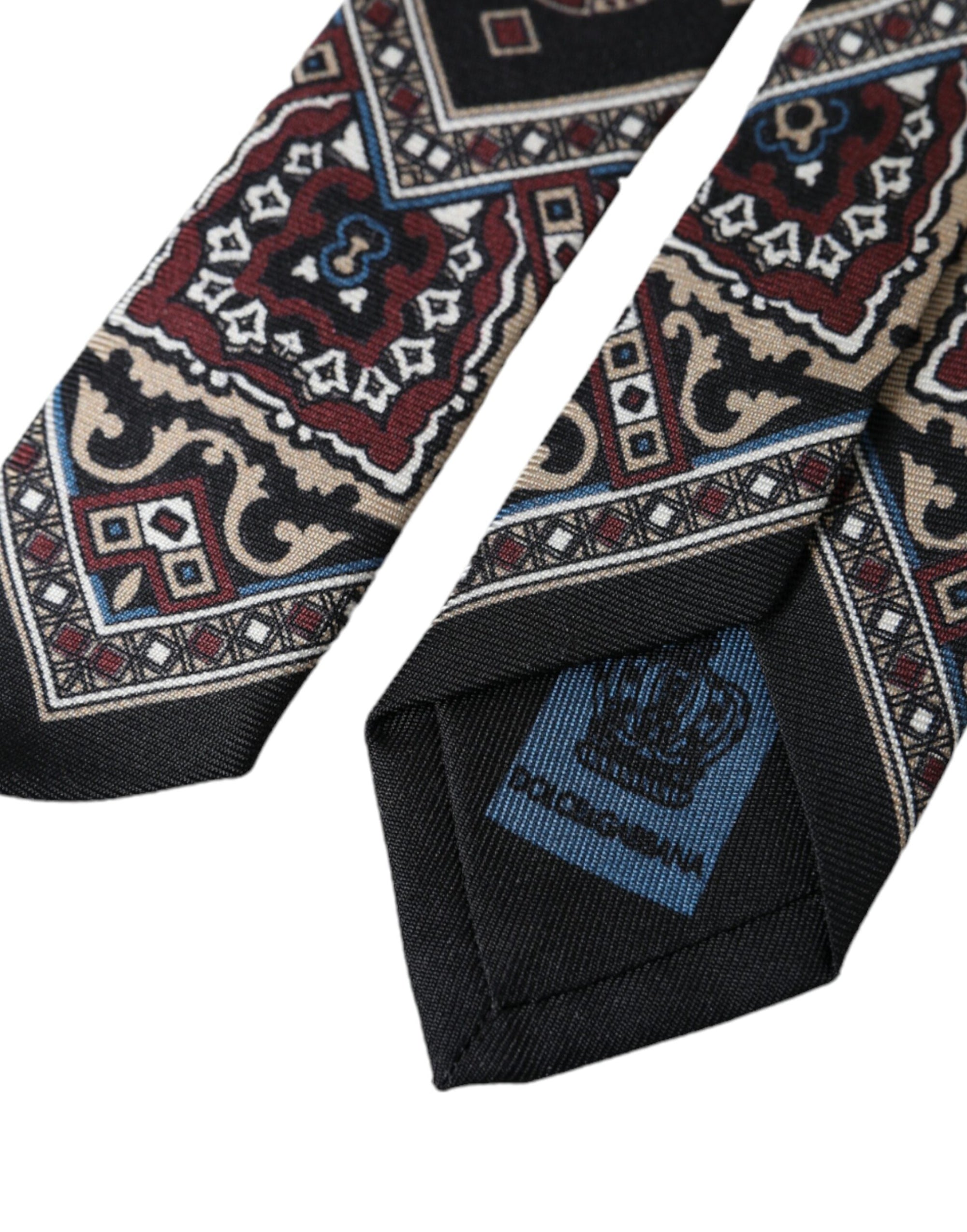 Dolce &amp; Gabbana Black Printed 100% Silk Adjustable Men Tie