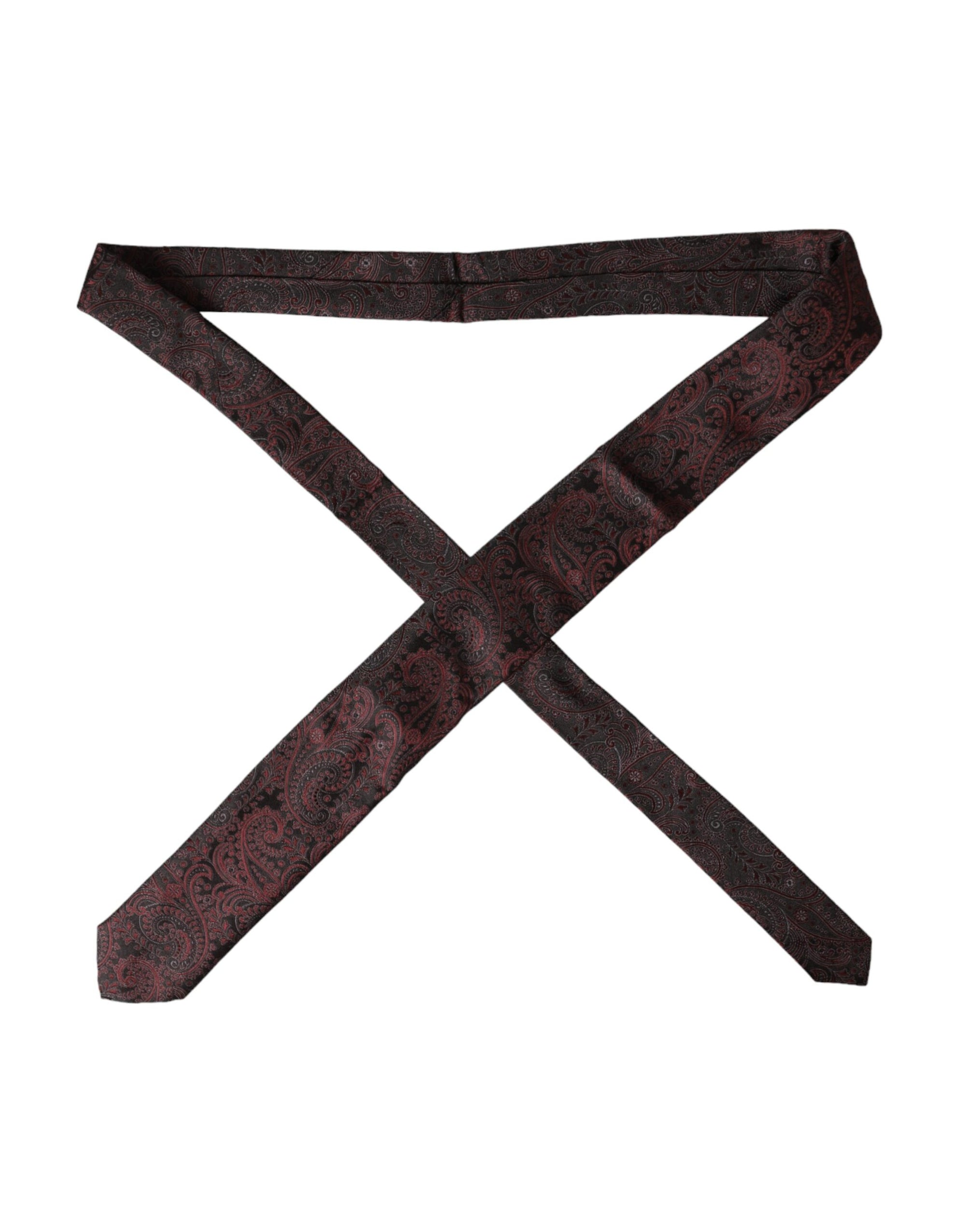 Dolce &amp; Gabbana Bordeaux Patterned Silk Adjustable Men Tie