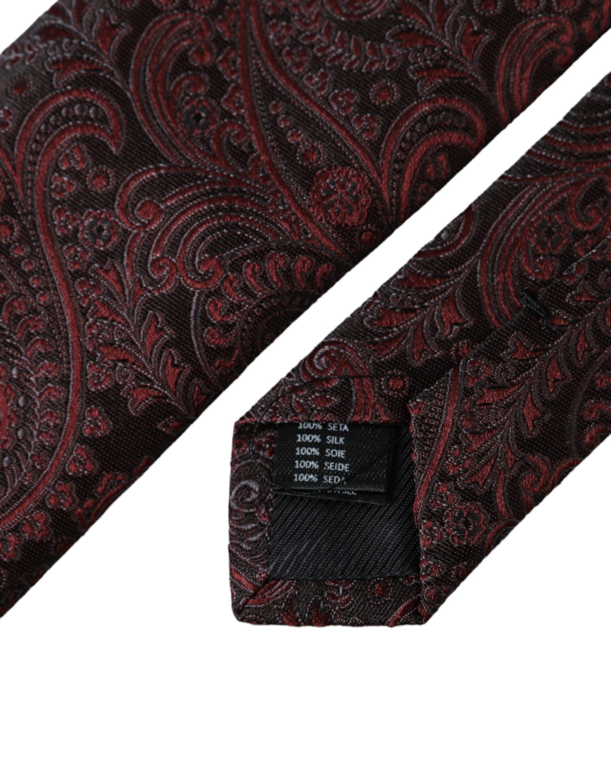 Dolce &amp; Gabbana Bordeaux Patterned Silk Adjustable Men Tie