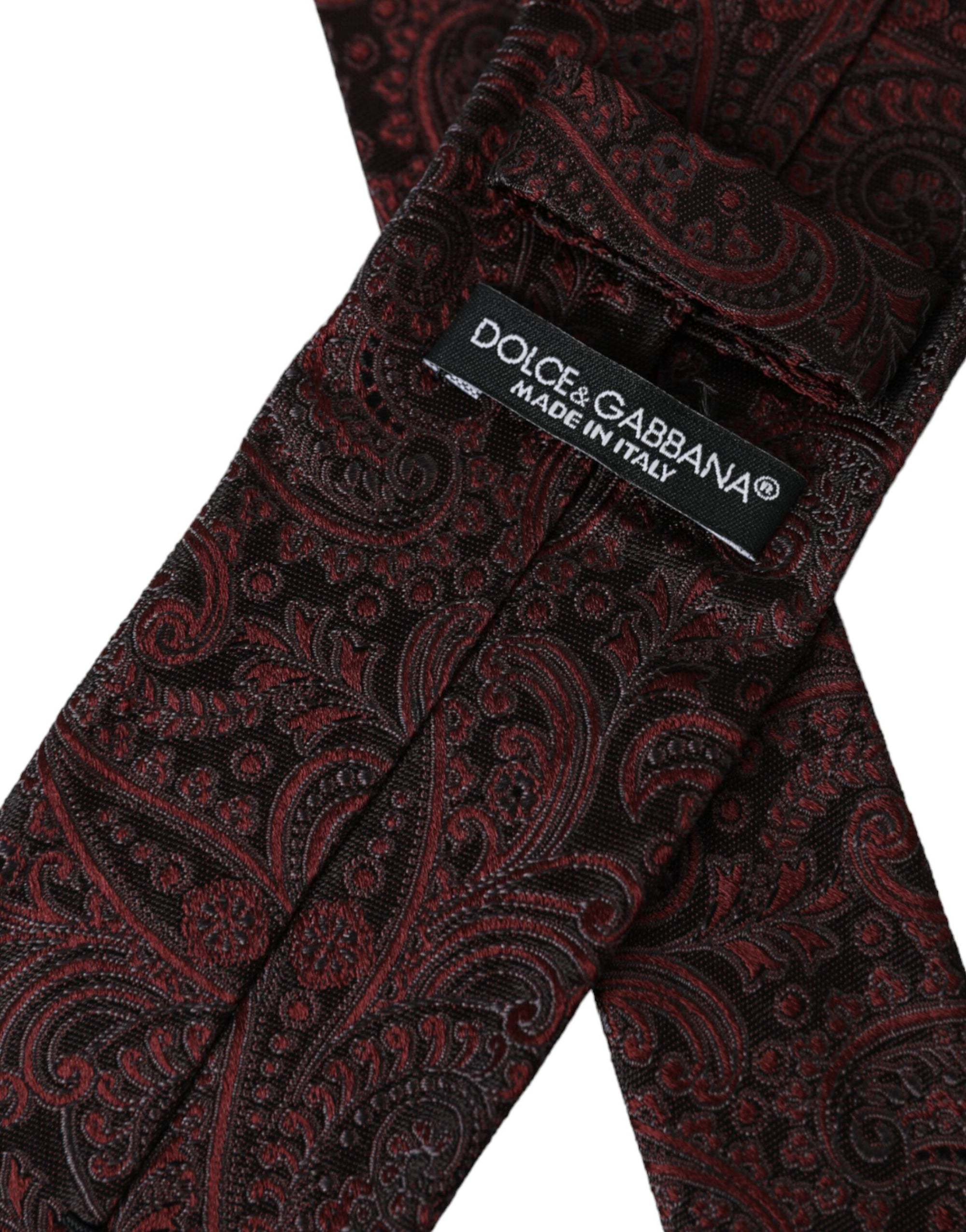 Dolce &amp; Gabbana Bordeaux Patterned Silk Adjustable Men Tie