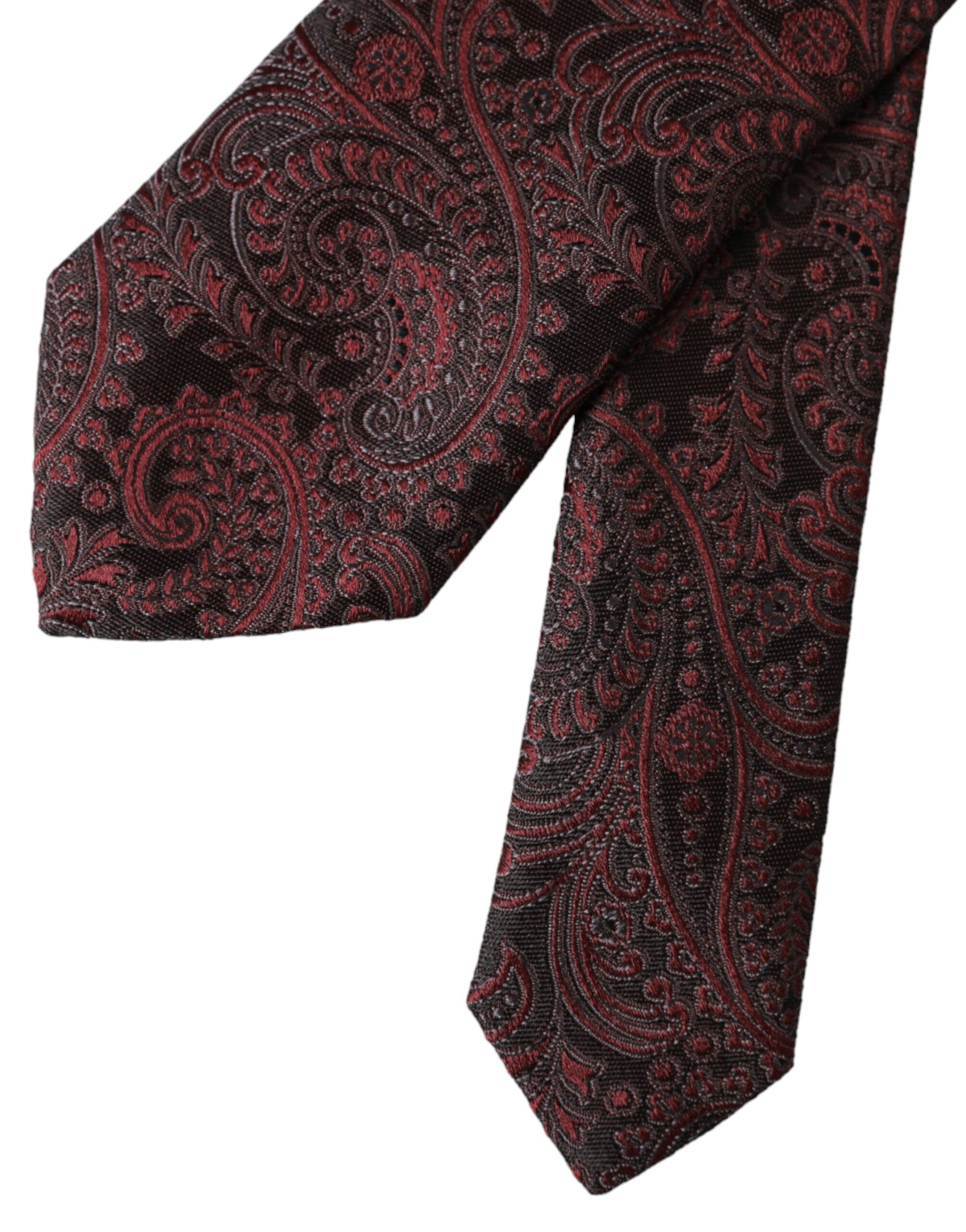 Dolce &amp; Gabbana Bordeaux Patterned Silk Adjustable Men Tie