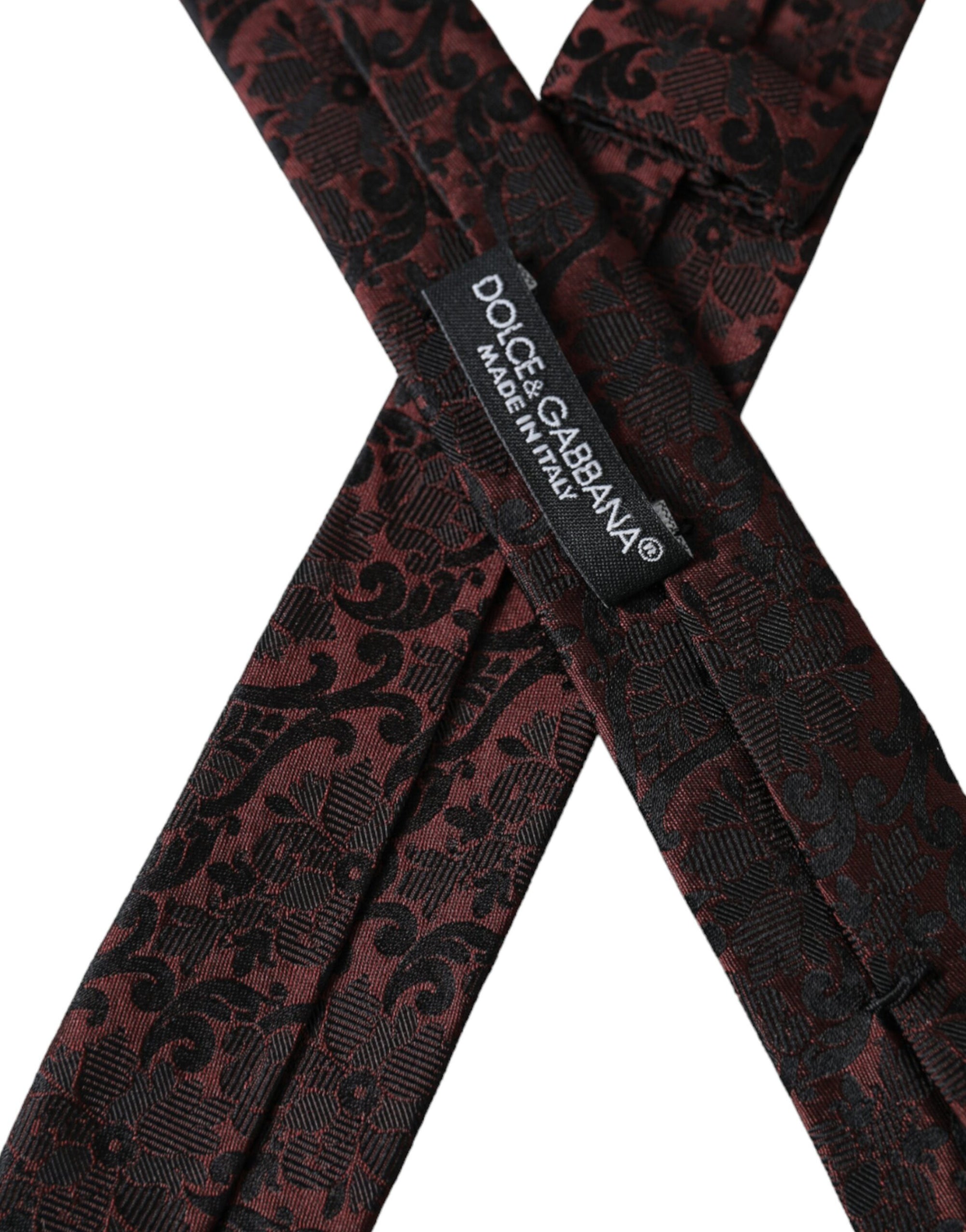 Dolce &amp; Gabbana Maroon Floral Fantasy Silk Adjustable Men Tie