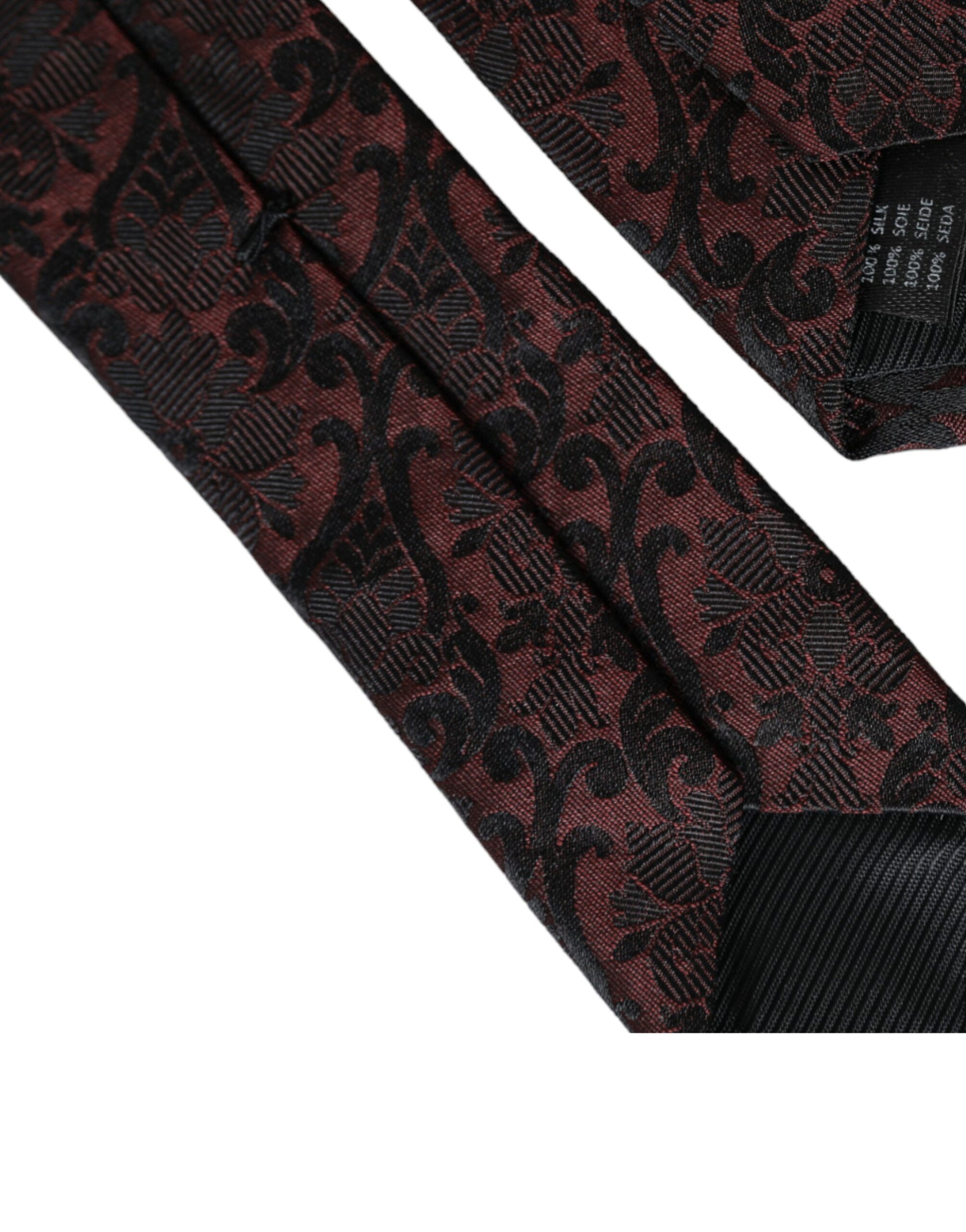 Dolce &amp; Gabbana Maroon Floral Fantasy Silk Adjustable Men Tie