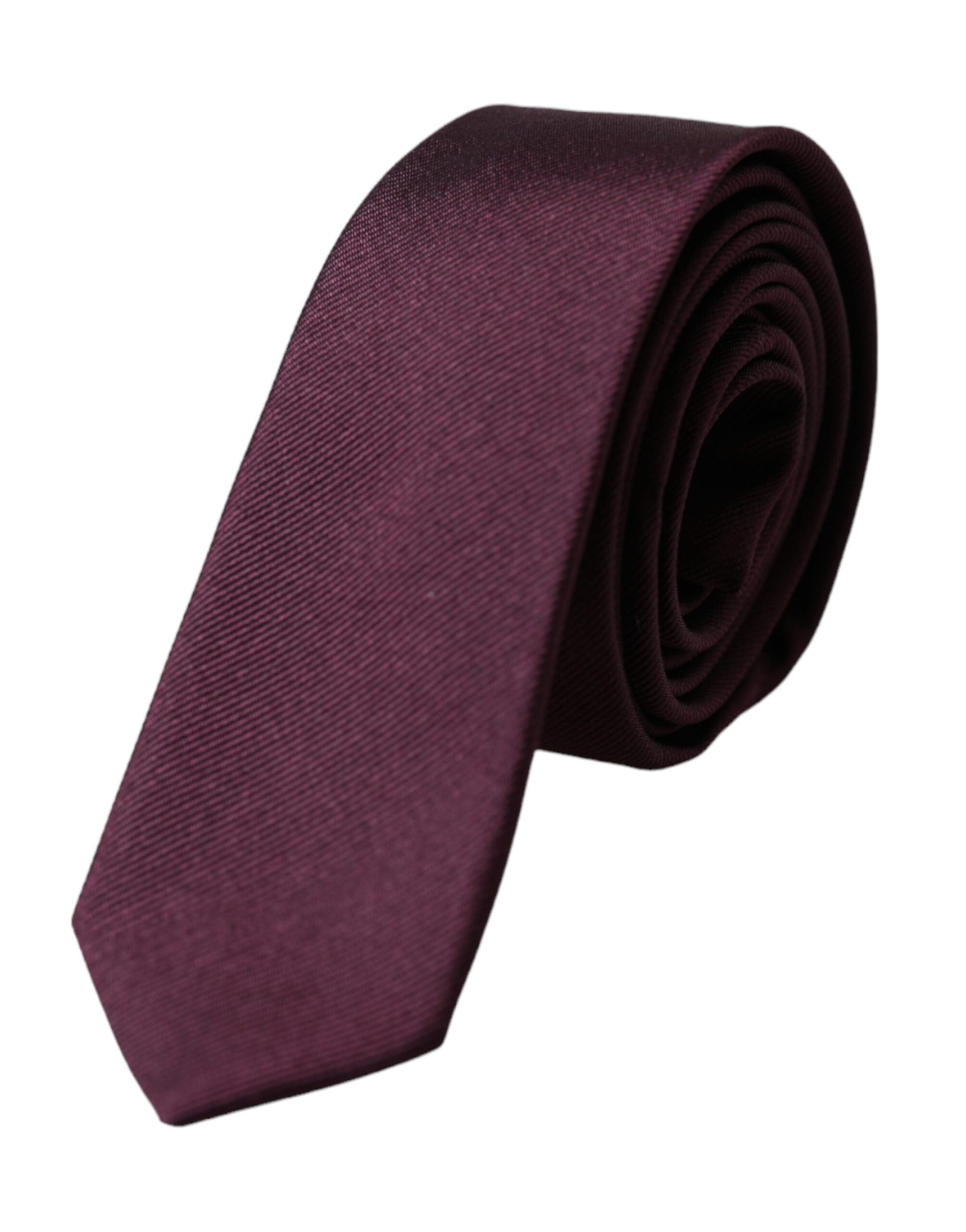 Dolce &amp; Gabbana Bordeaux Solid 100% Silk Adjustable Men Tie
