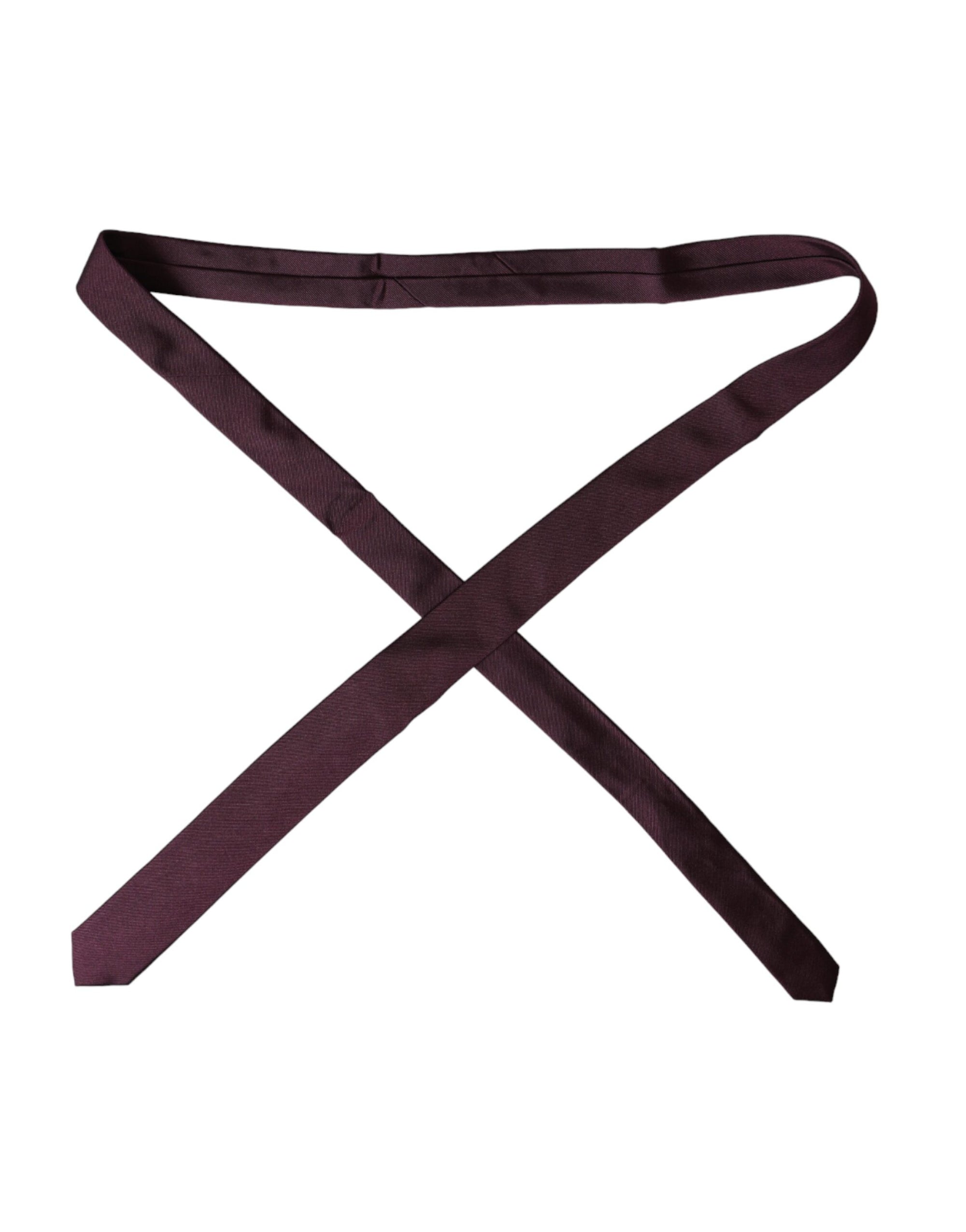 Dolce &amp; Gabbana Bordeaux Solid 100% Silk Adjustable Men Tie