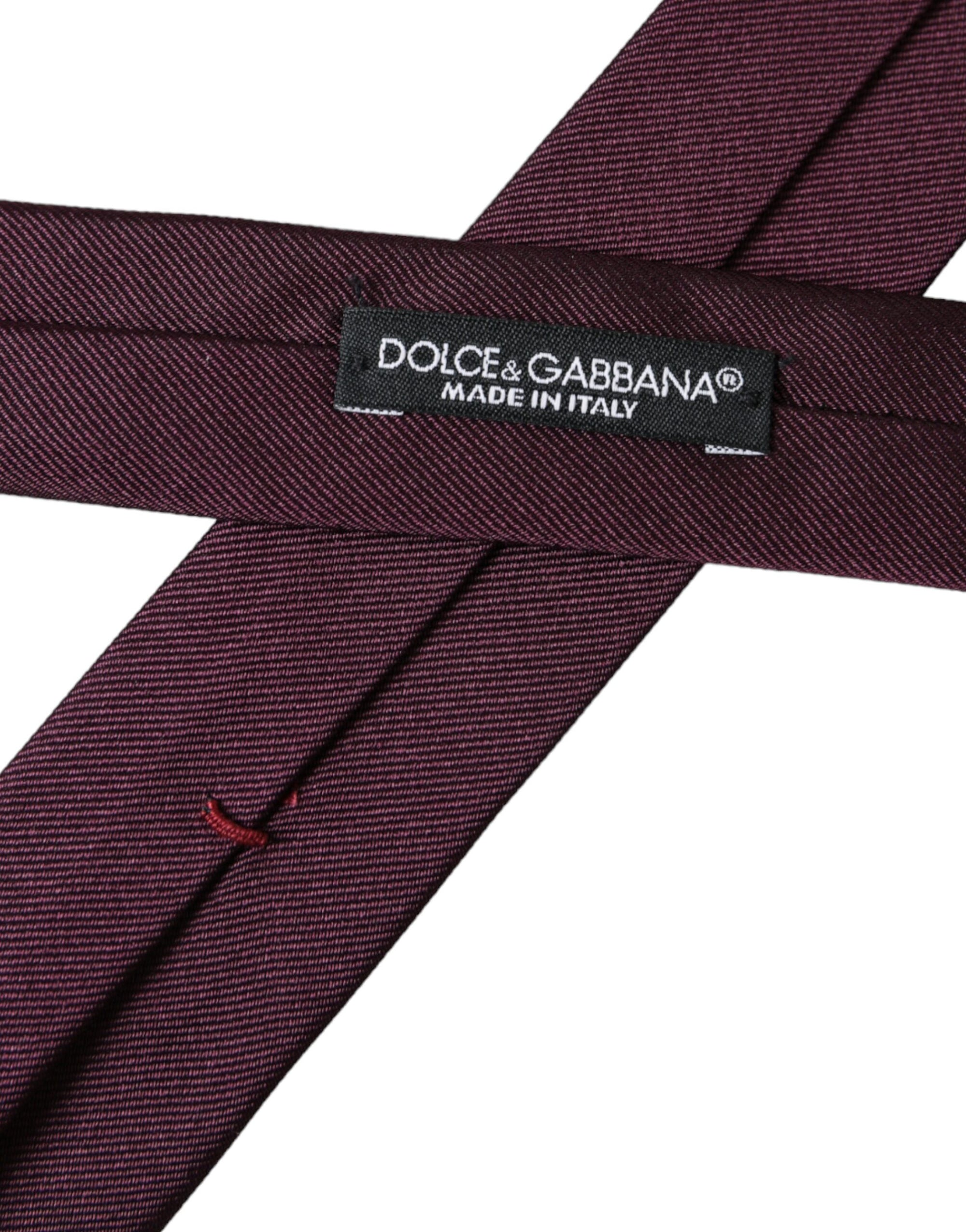 Dolce &amp; Gabbana Bordeaux Solid 100% Silk Adjustable Men Tie