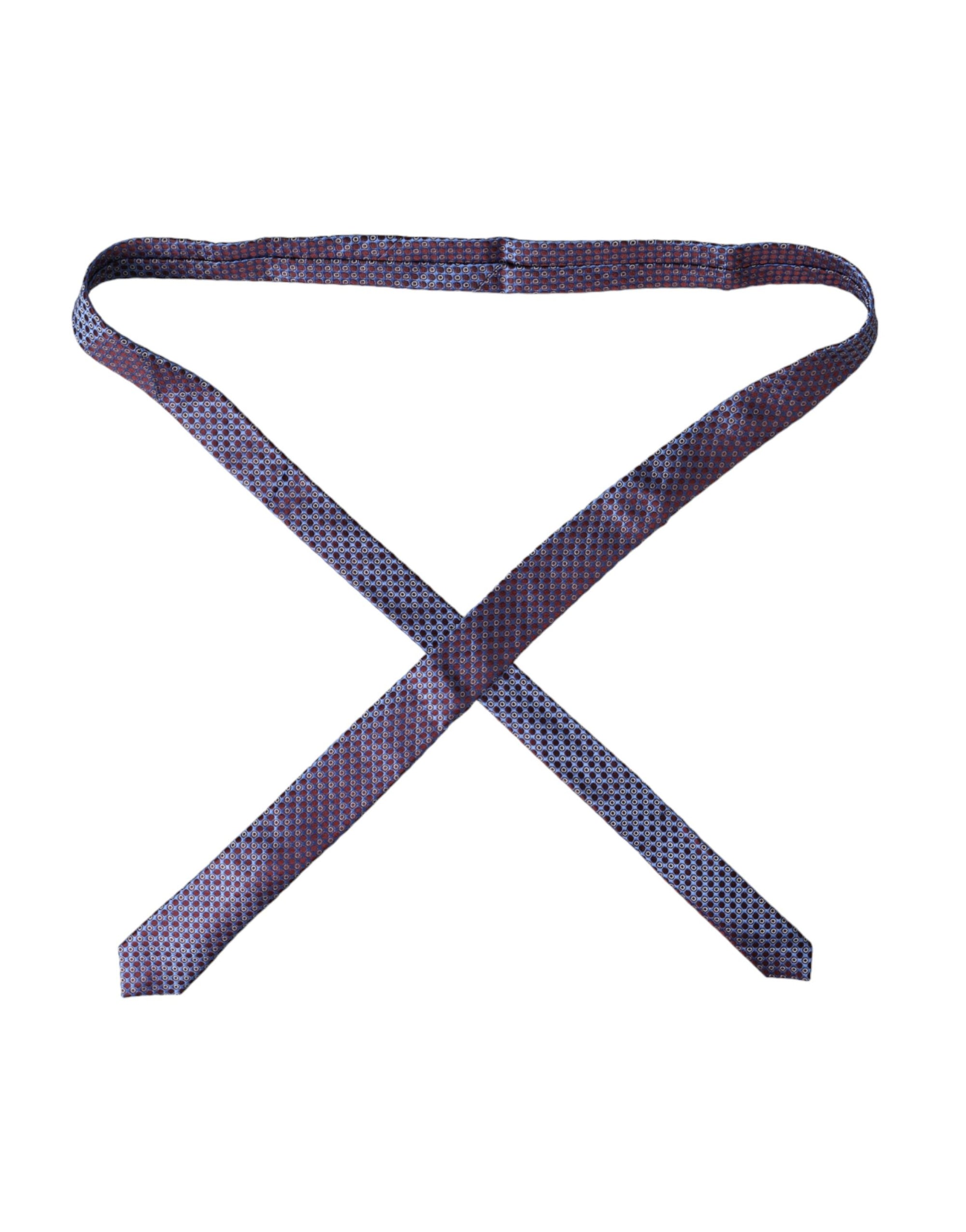 Dolce &amp; Gabbana Blue Purple Patterned Silk Adjustable Men Tie