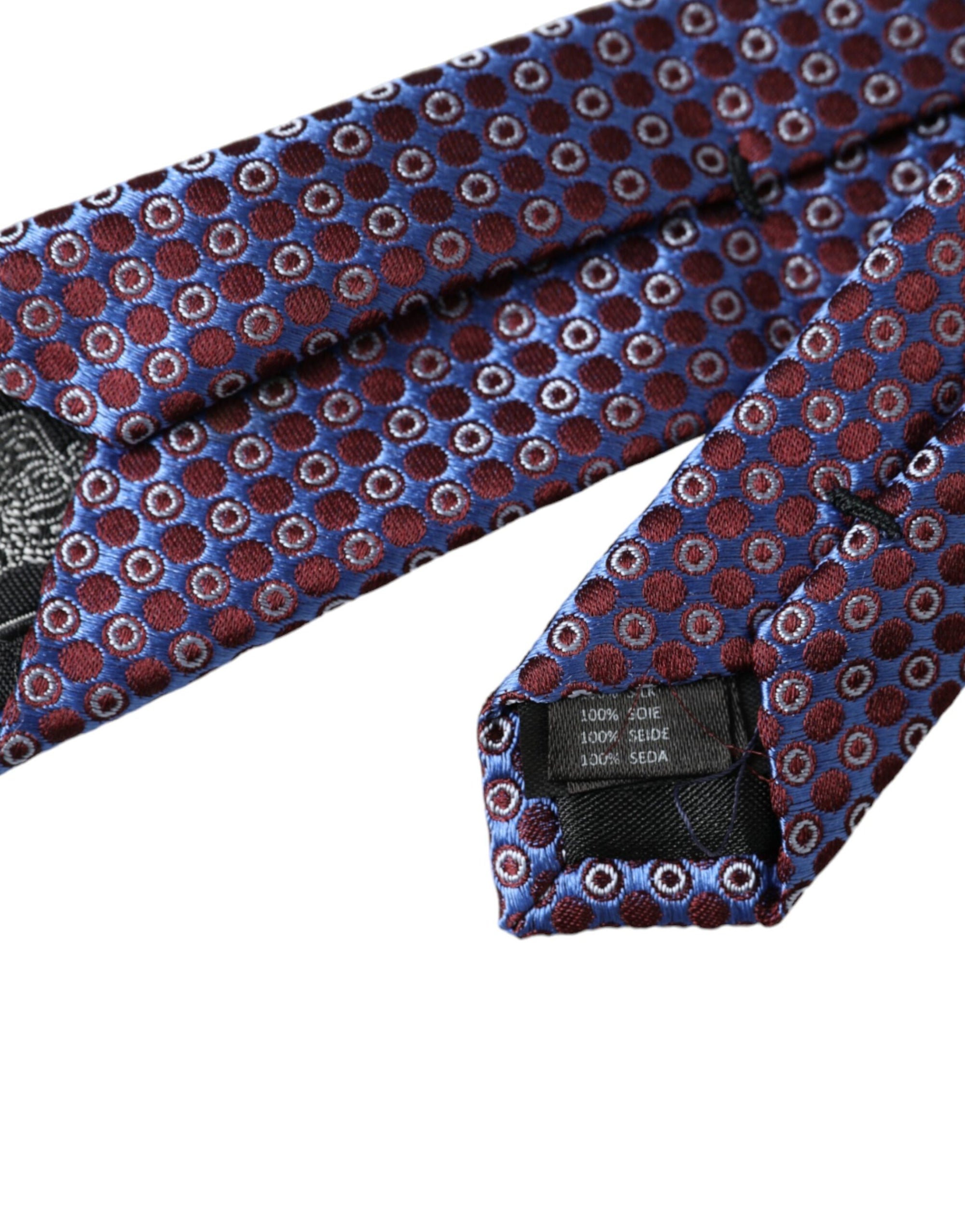 Dolce &amp; Gabbana Blue Purple Patterned Silk Adjustable Men Tie