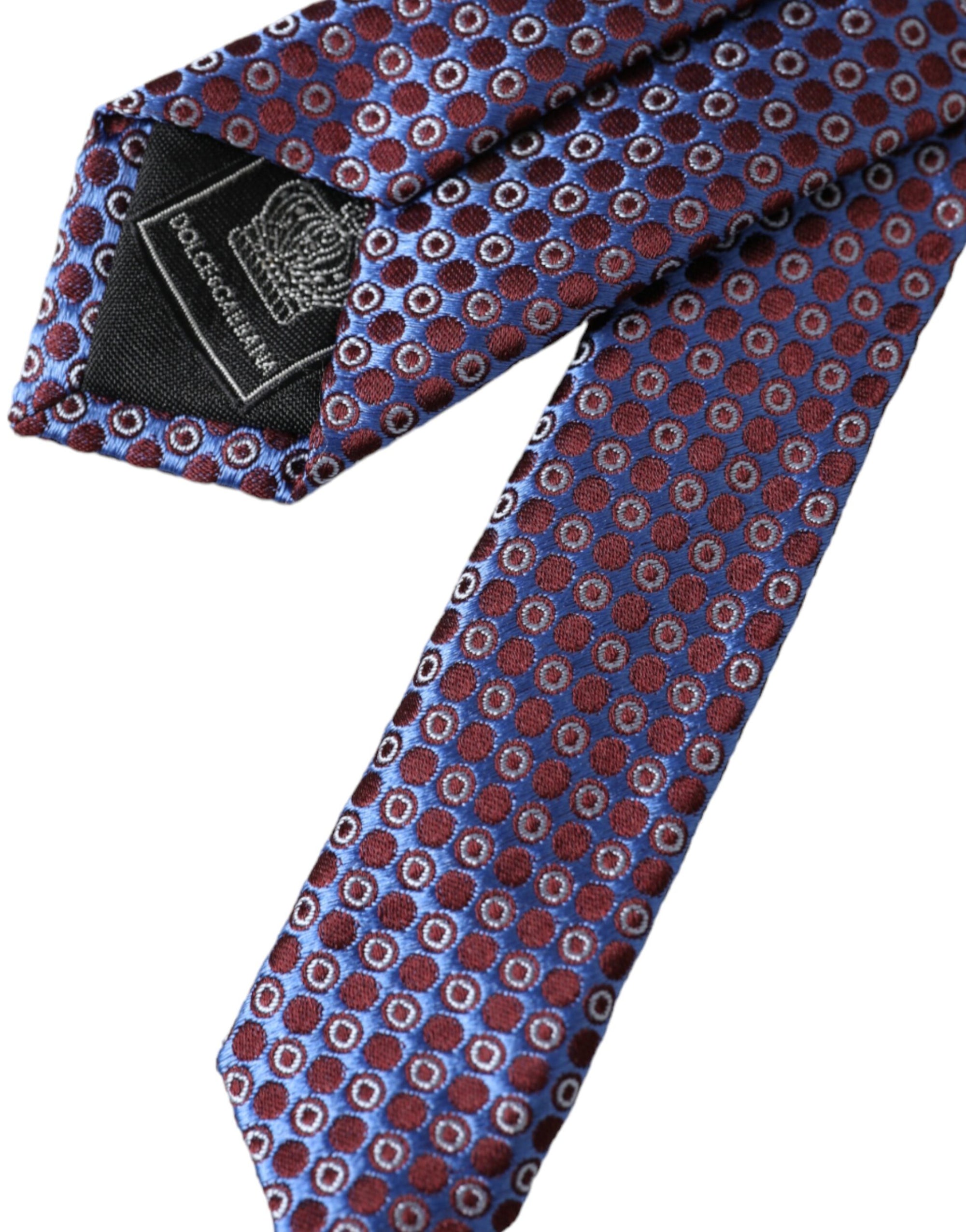 Dolce &amp; Gabbana Blue Purple Patterned Silk Adjustable Men Tie