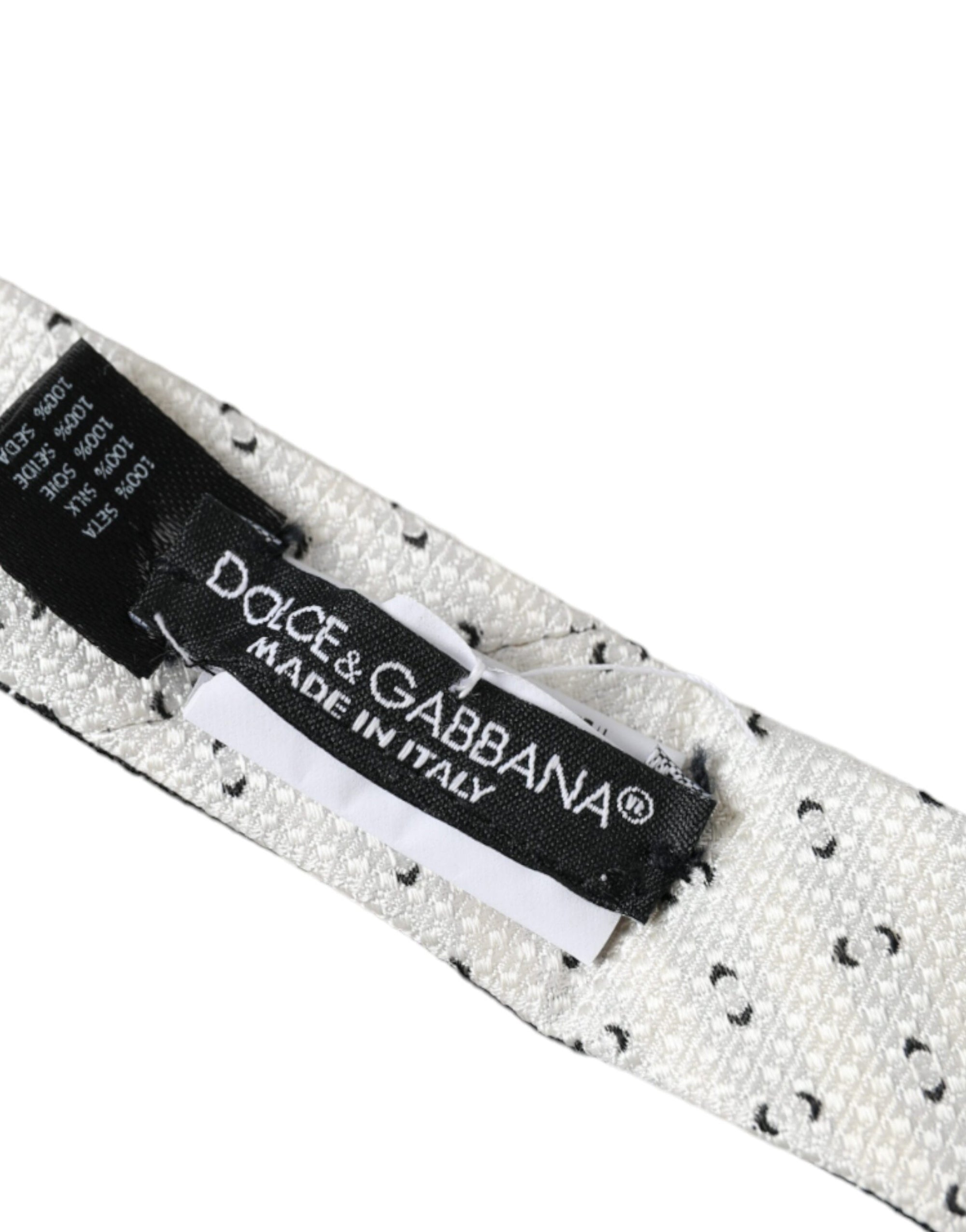 Dolce &amp; Gabbana Black White Patterned Adjustable Tie