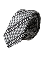 Dolce &amp; Gabbana Black White Stripes Silk Adjustable Tie