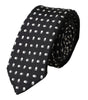 Dolce &amp; Gabbana Black Patterned 100%Silk Adjustable Tie