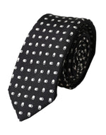 Dolce &amp; Gabbana Black Patterned 100%Silk Adjustable Tie