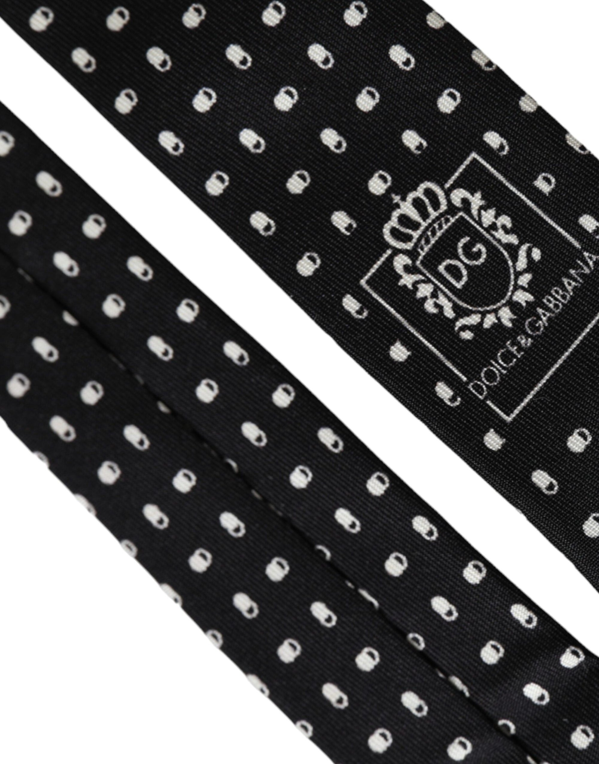 Dolce &amp; Gabbana Black Patterned 100%Silk Adjustable Tie