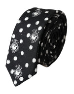 Dolce &amp; Gabbana Black Heart Polka Dot Adjustable Tie