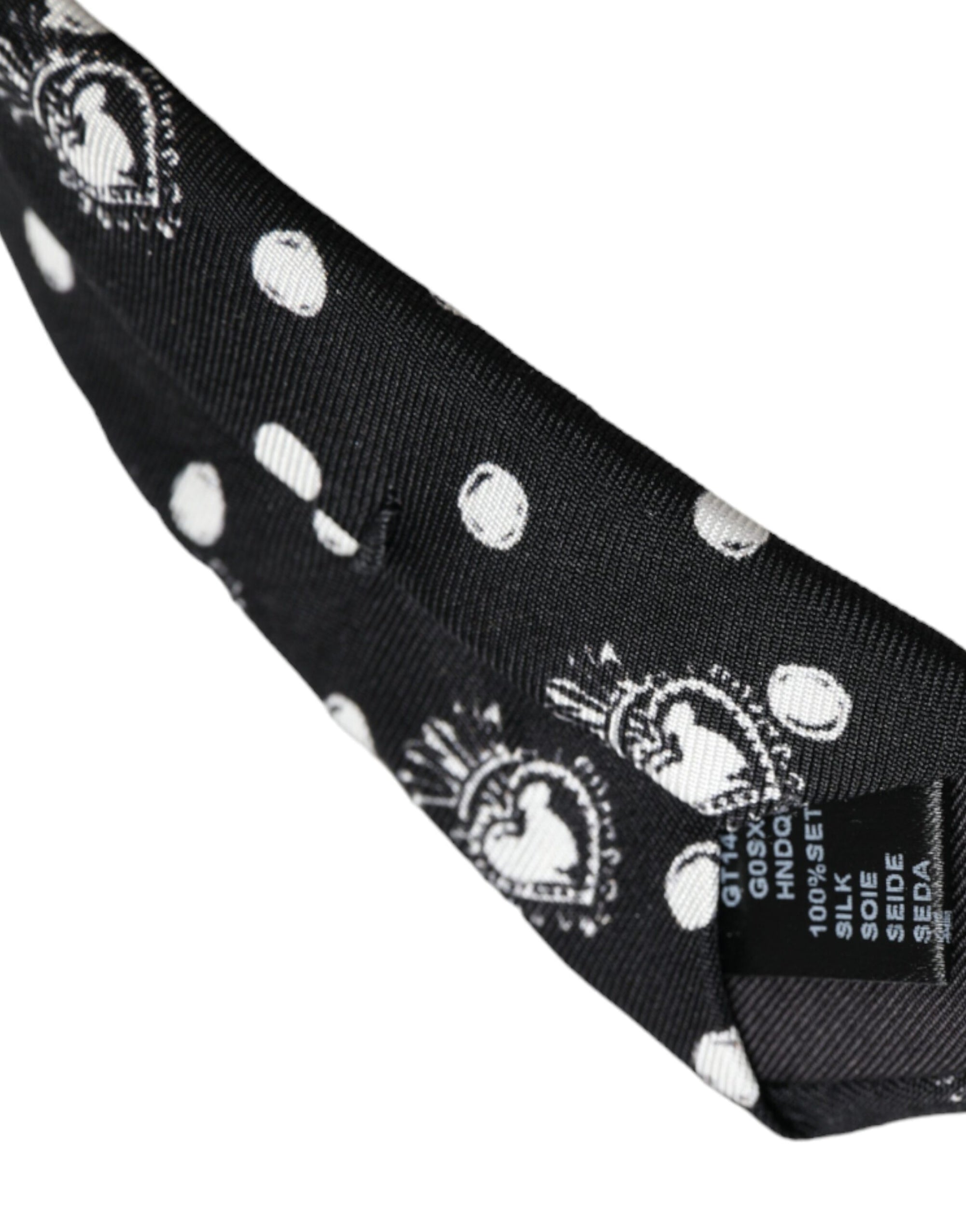 Dolce &amp; Gabbana Black Heart Polka Dot Adjustable Tie