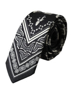 Dolce &amp; Gabbana Black Patterned 100%Silk Adjustable Tie