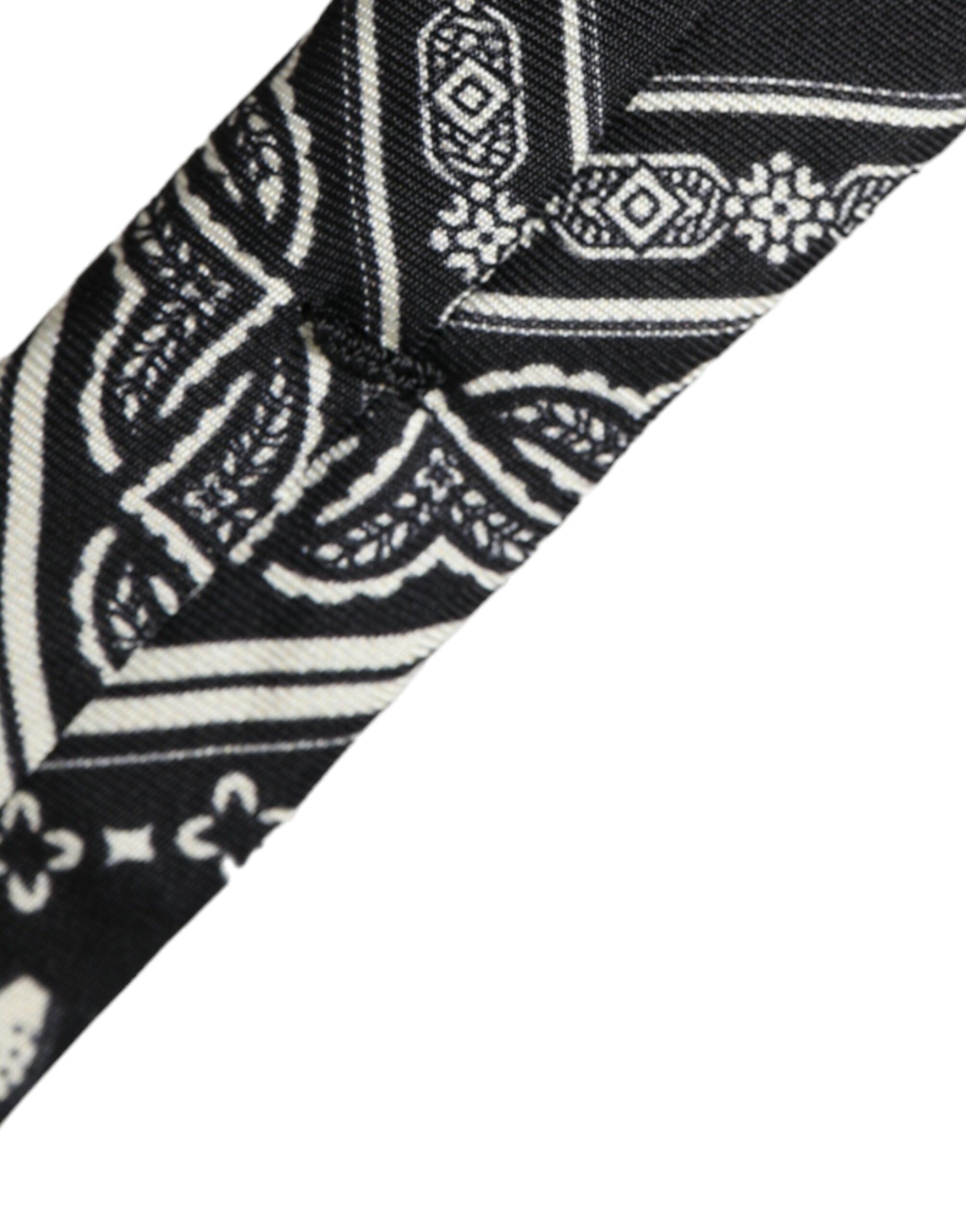 Dolce &amp; Gabbana Black Patterned 100%Silk Adjustable Tie