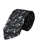Dolce &amp; Gabbana Black Dotted 100% Silk Adjustable Tie