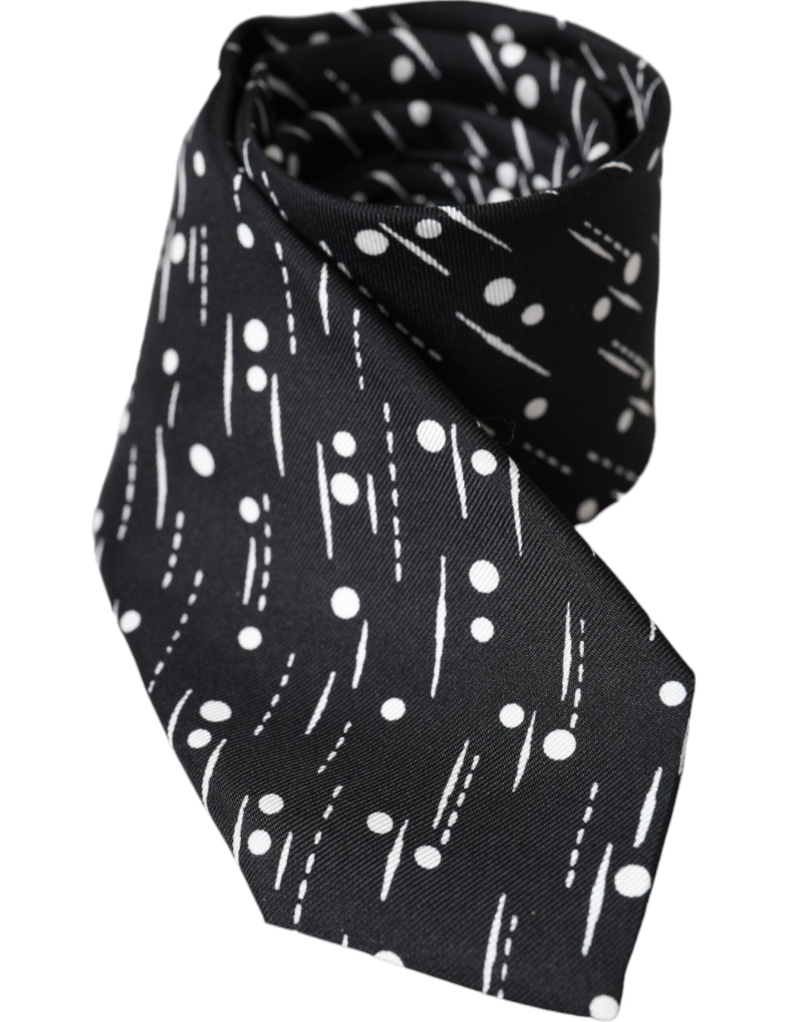 Dolce &amp; Gabbana Black Dotted 100% Silk Adjustable Tie