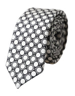 Dolce &amp; Gabbana White Circles 100% Silk Adjustable Tie