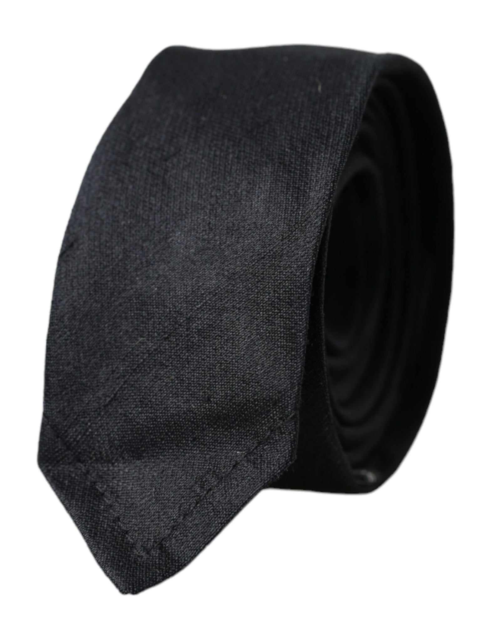 Dolce &amp; Gabbana Black Solid 100% Silk Adjustable Tie