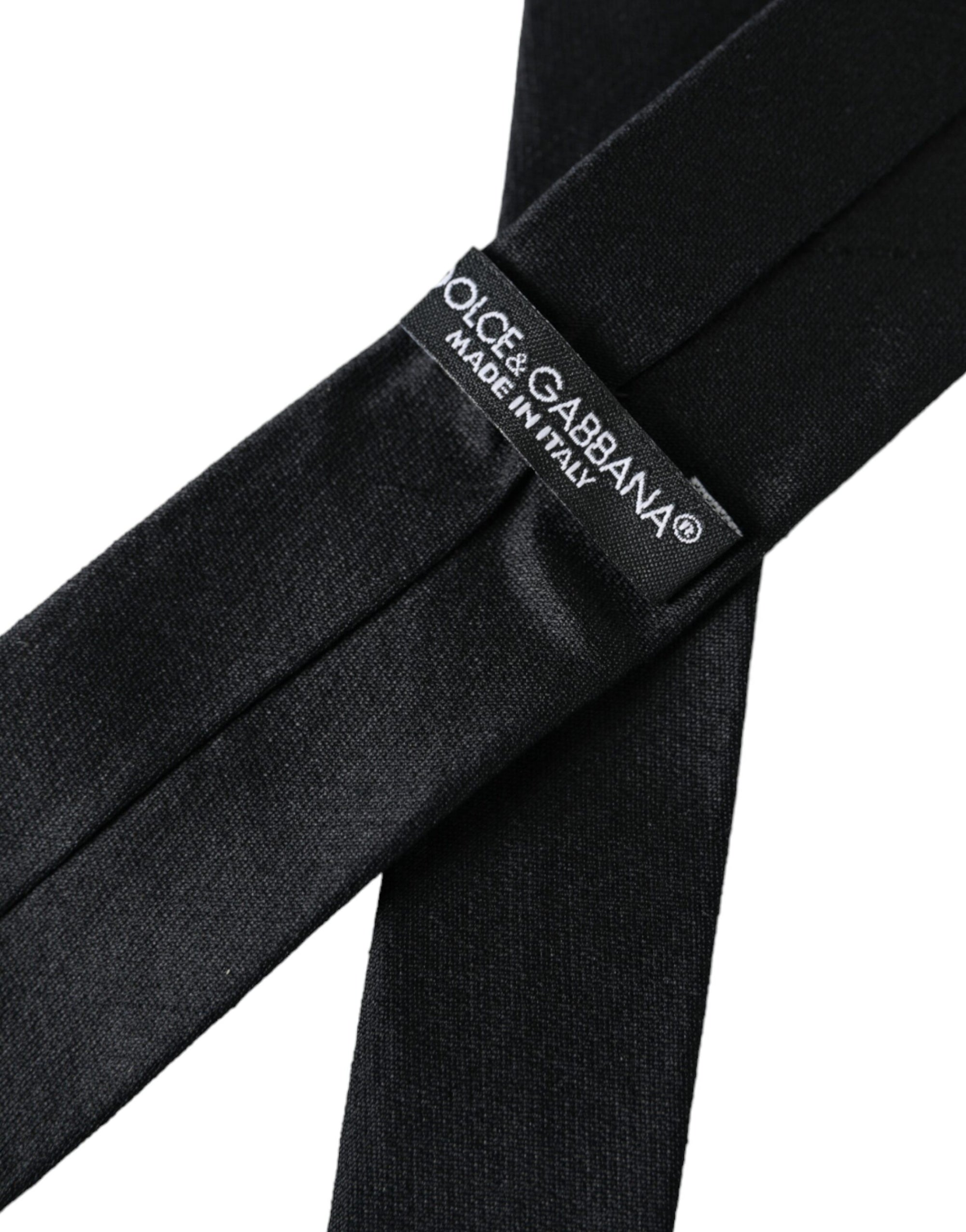 Dolce &amp; Gabbana Black Solid 100% Silk Adjustable Tie