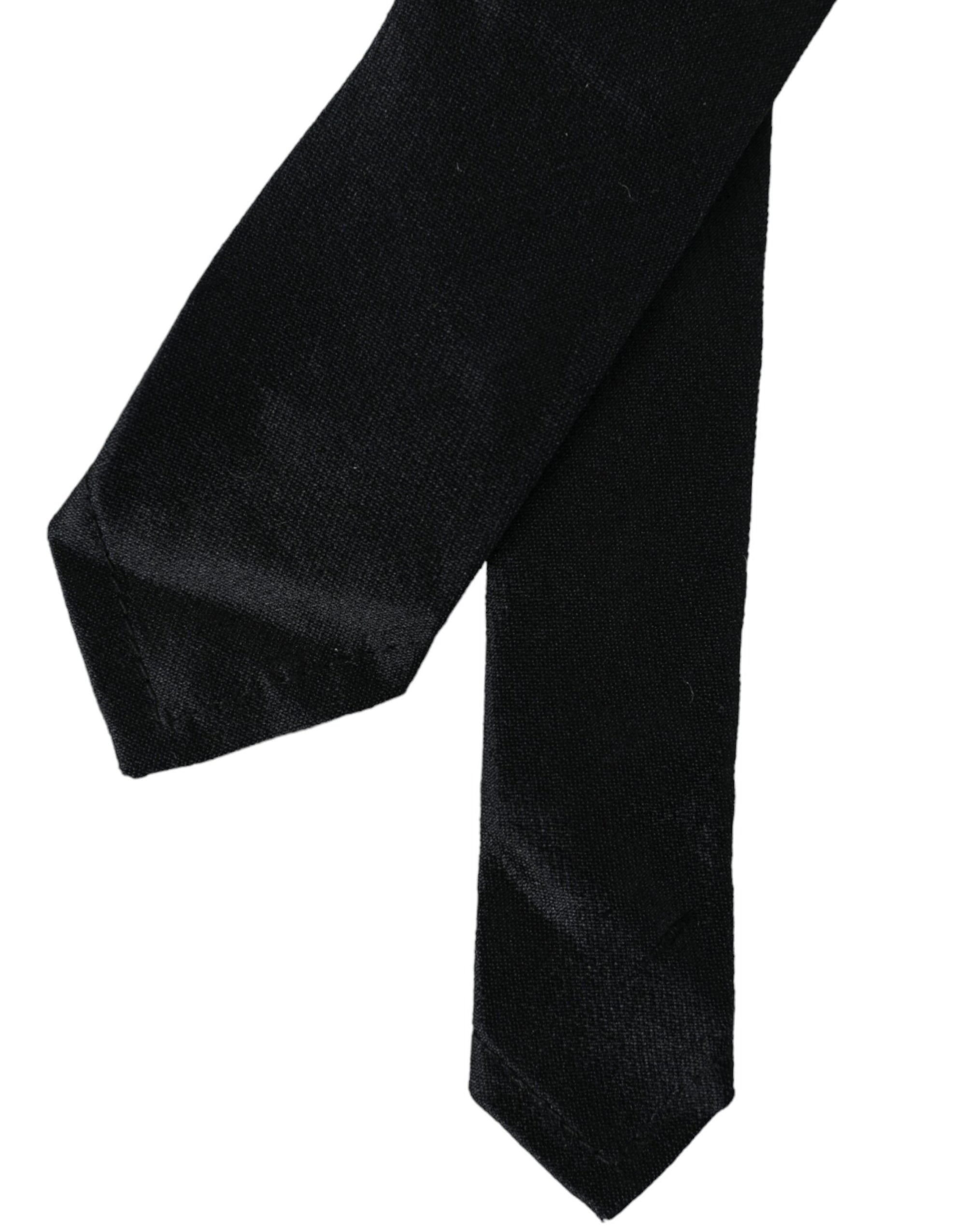 Dolce &amp; Gabbana Black Solid 100% Silk Adjustable Tie