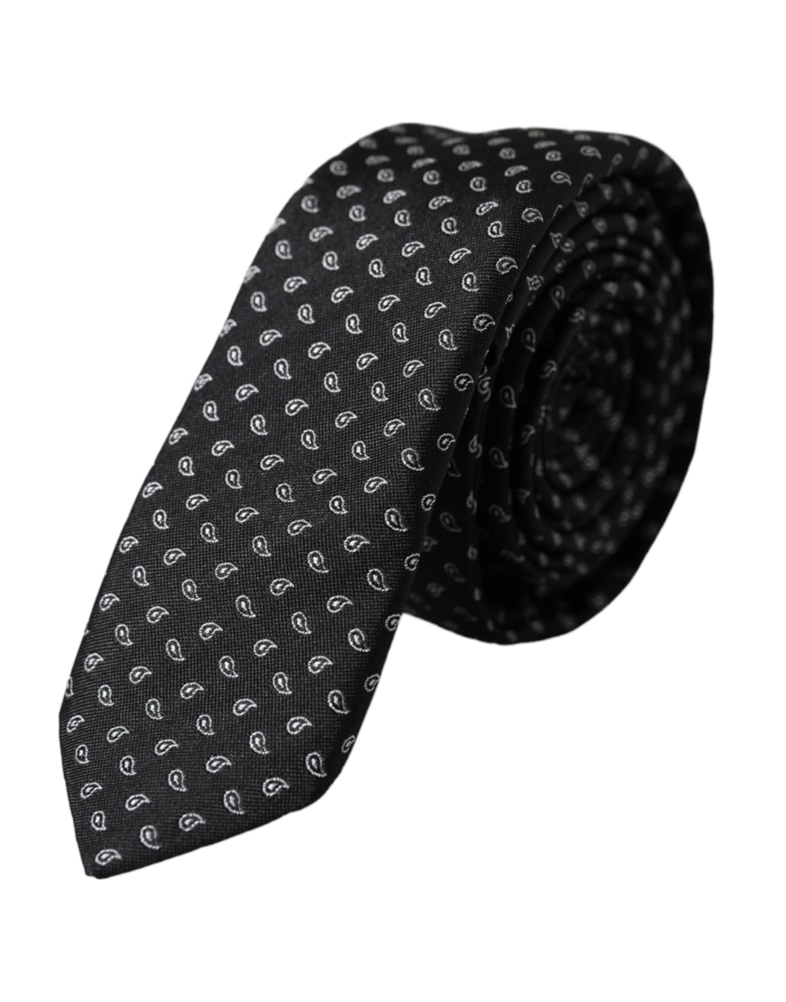 Dolce &amp; Gabbana Black Jacquard Patterned Silk Adjustable Men Tie
