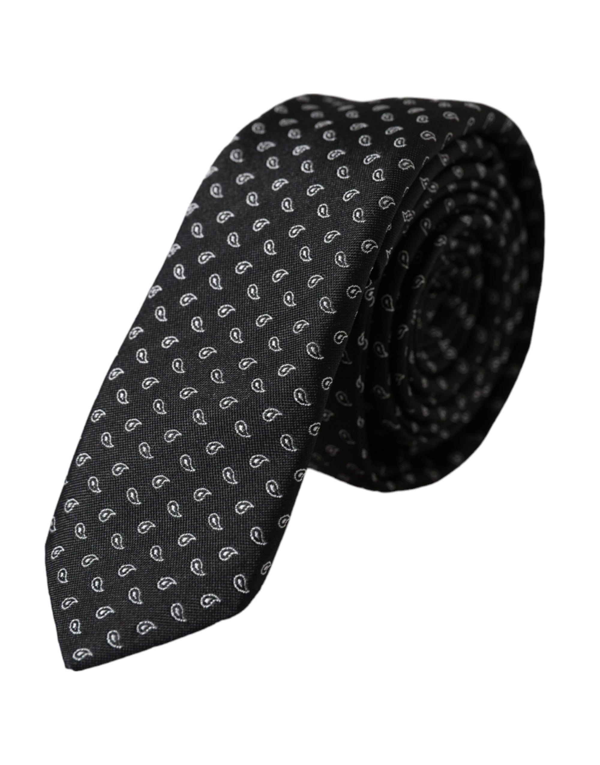 Dolce &amp; Gabbana Black Jacquard Patterned Silk Adjustable Men Tie