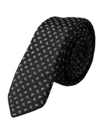 Dolce &amp; Gabbana Black Jacquard Patterned Silk Adjustable Men Tie