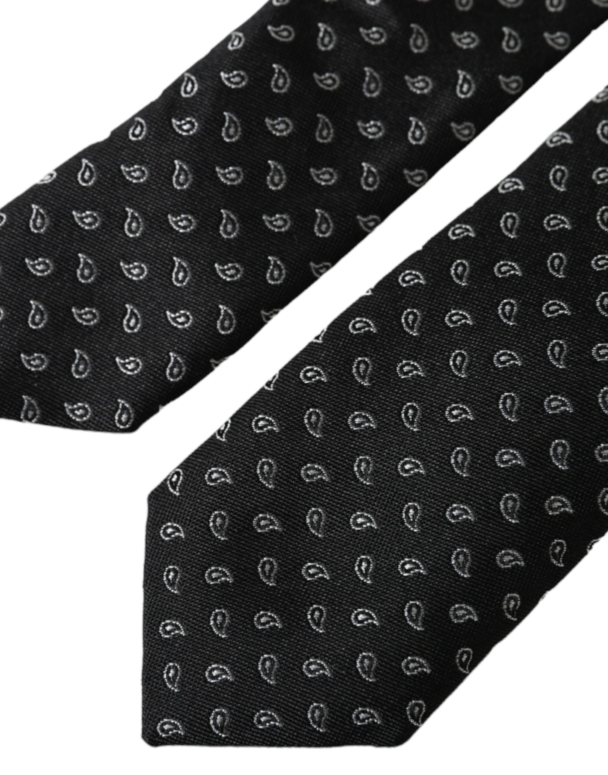Dolce &amp; Gabbana Black Jacquard Patterned Silk Adjustable Men Tie