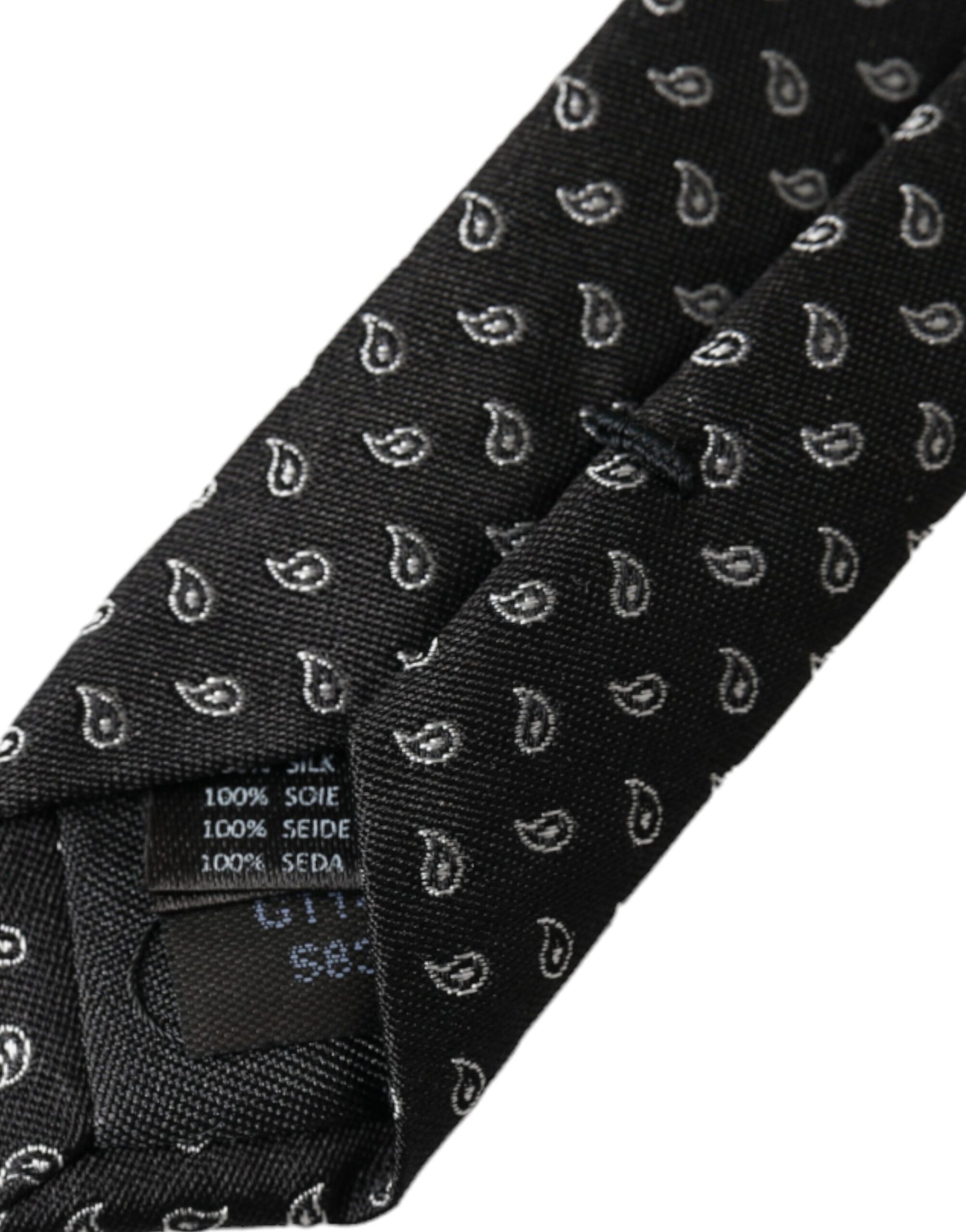 Dolce &amp; Gabbana Black Jacquard Patterned Silk Adjustable Men Tie