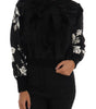 Dolce & Gabbana Floral Brocade Black Fur Sweater