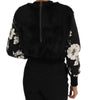 Dolce & Gabbana Floral Brocade Black Fur Sweater