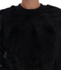 Dolce & Gabbana Floral Brocade Black Fur Sweater